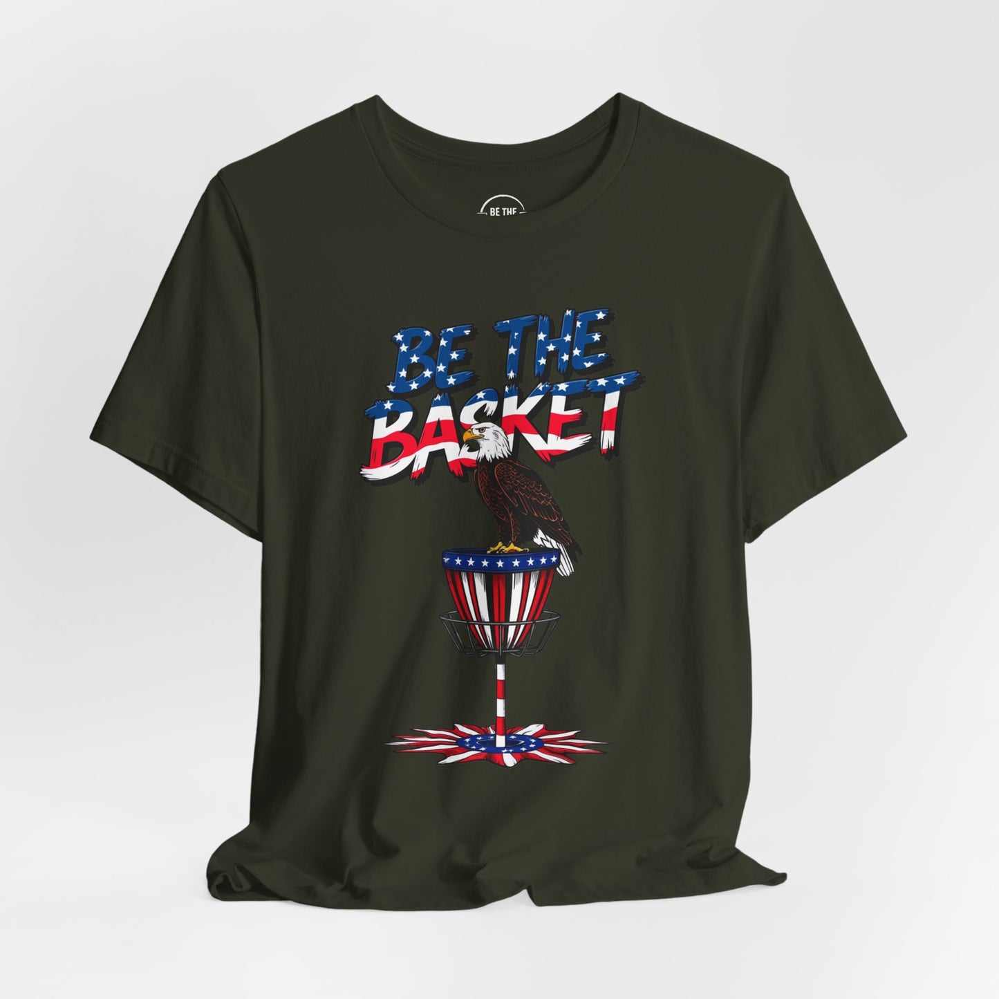 BE THE BASKET Patriotic Disc Golf Eagle Unisex T-Shirt - Perfect for Disc Golf Lovers