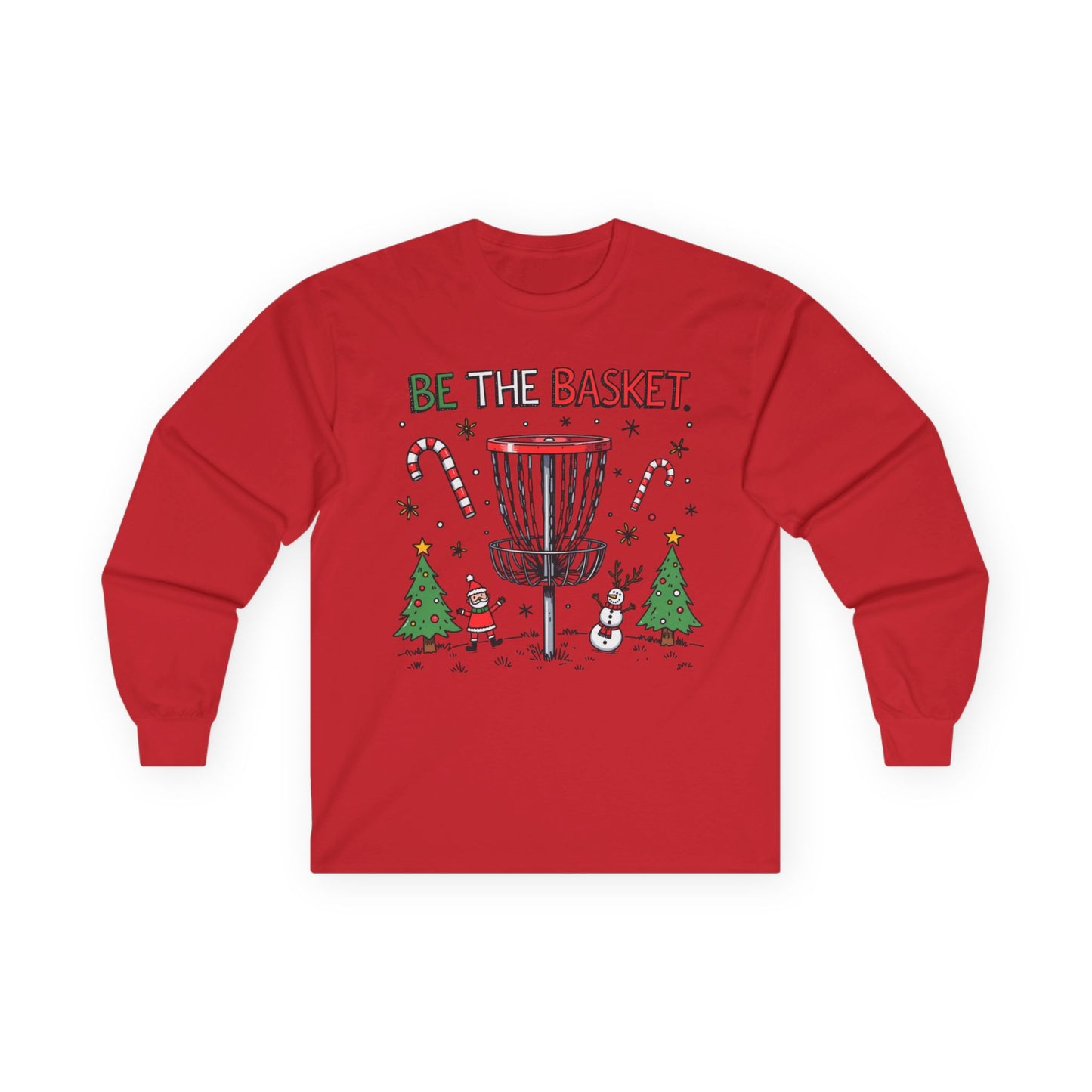 BE THE BASKET Disc Golf Christmas 2 - Long Sleeve Disc Golf Tee