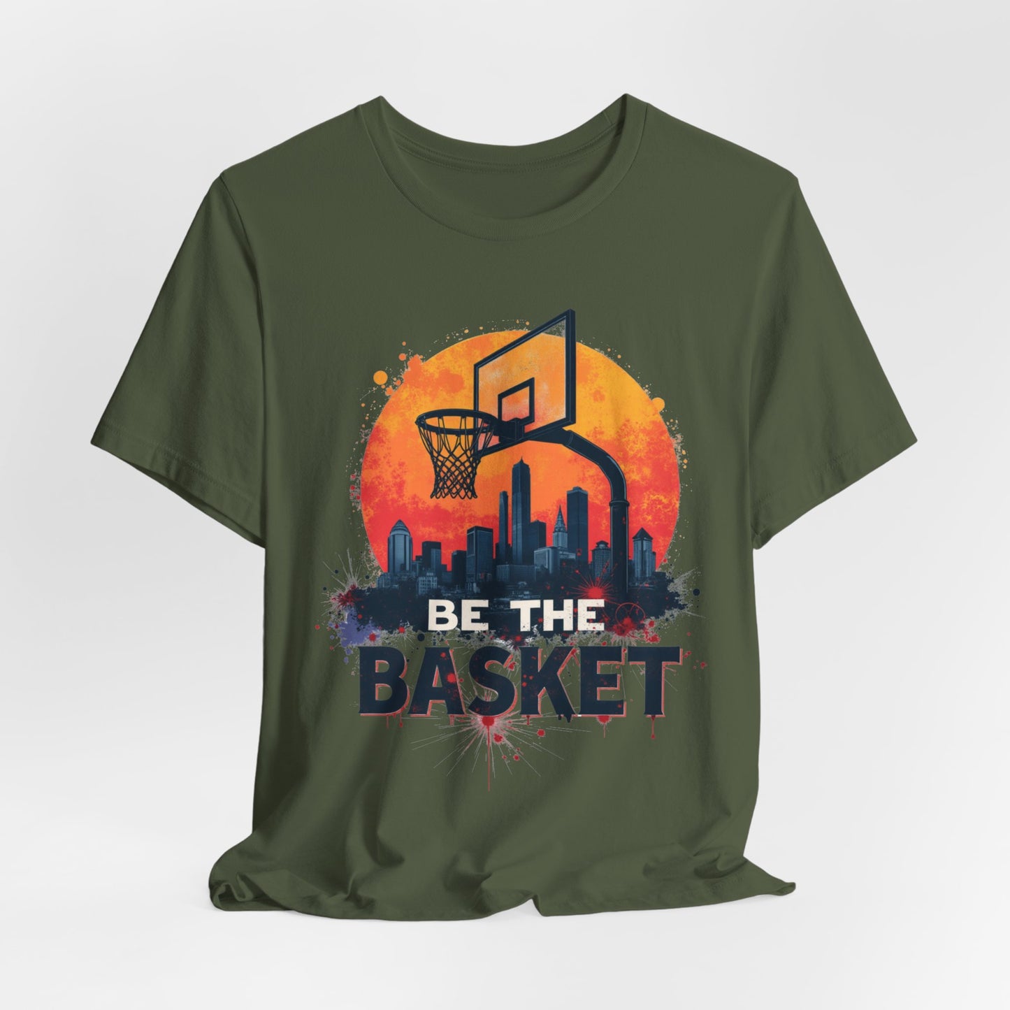 BE THE BASKET Basketball Skyline Sunset 3, Basketball Unisex T-Shirt