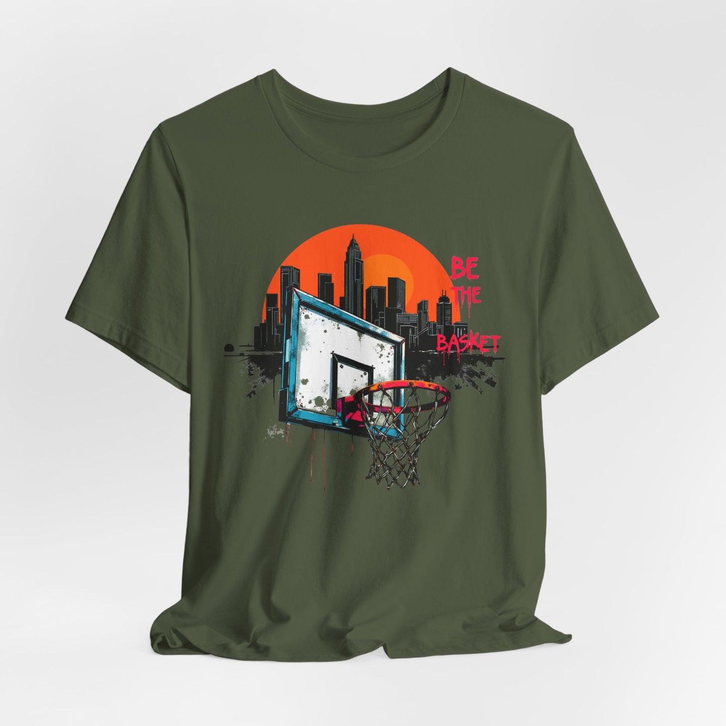 BE THE BASKET Basketball Goal Skyline Sunset 1, Basketball Unisex T-Shirt