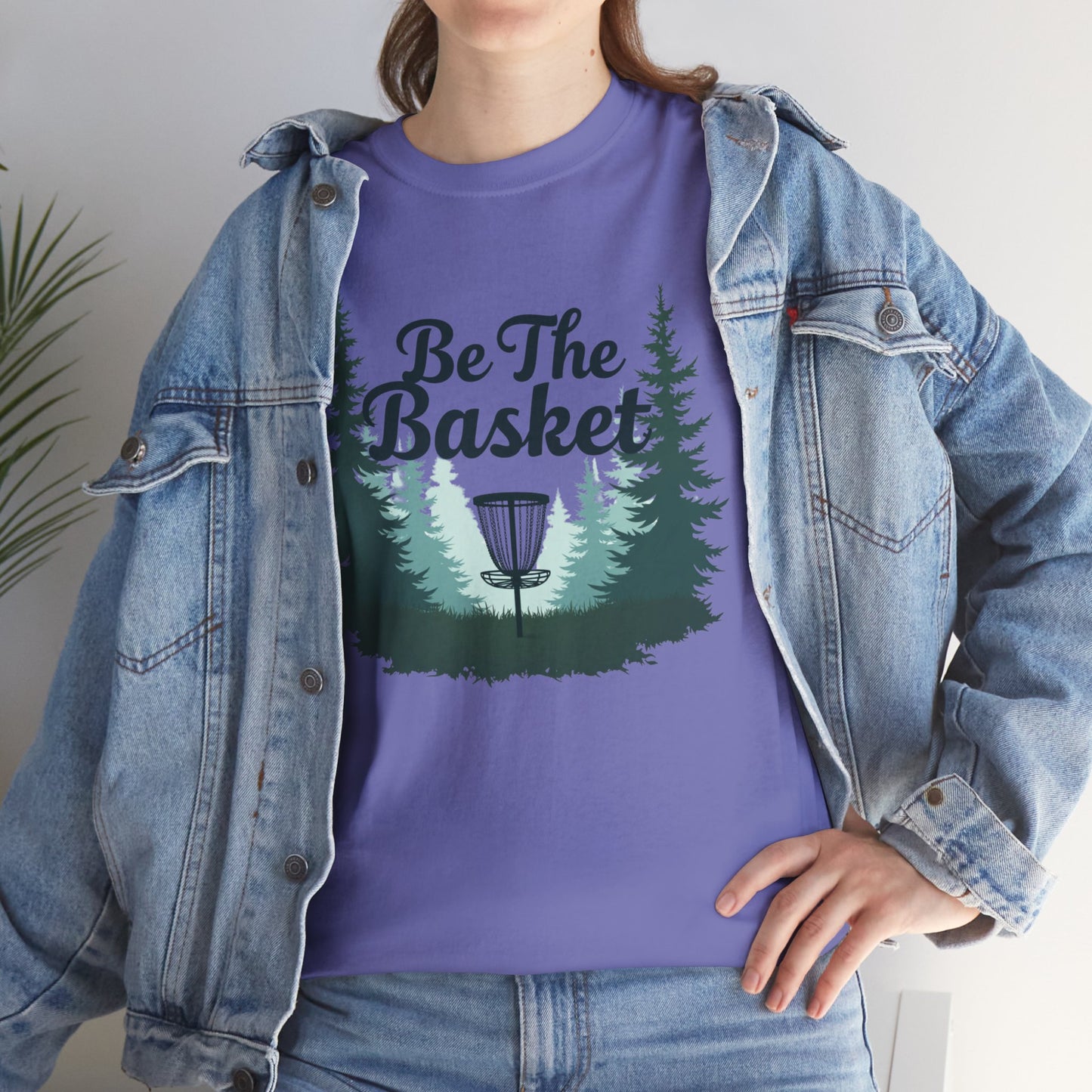 BE THE BASKET Outdoor Disc Golf Unisex Heavy Cotton T-Shirt - Perfect for Disc Golf Enthusiasts