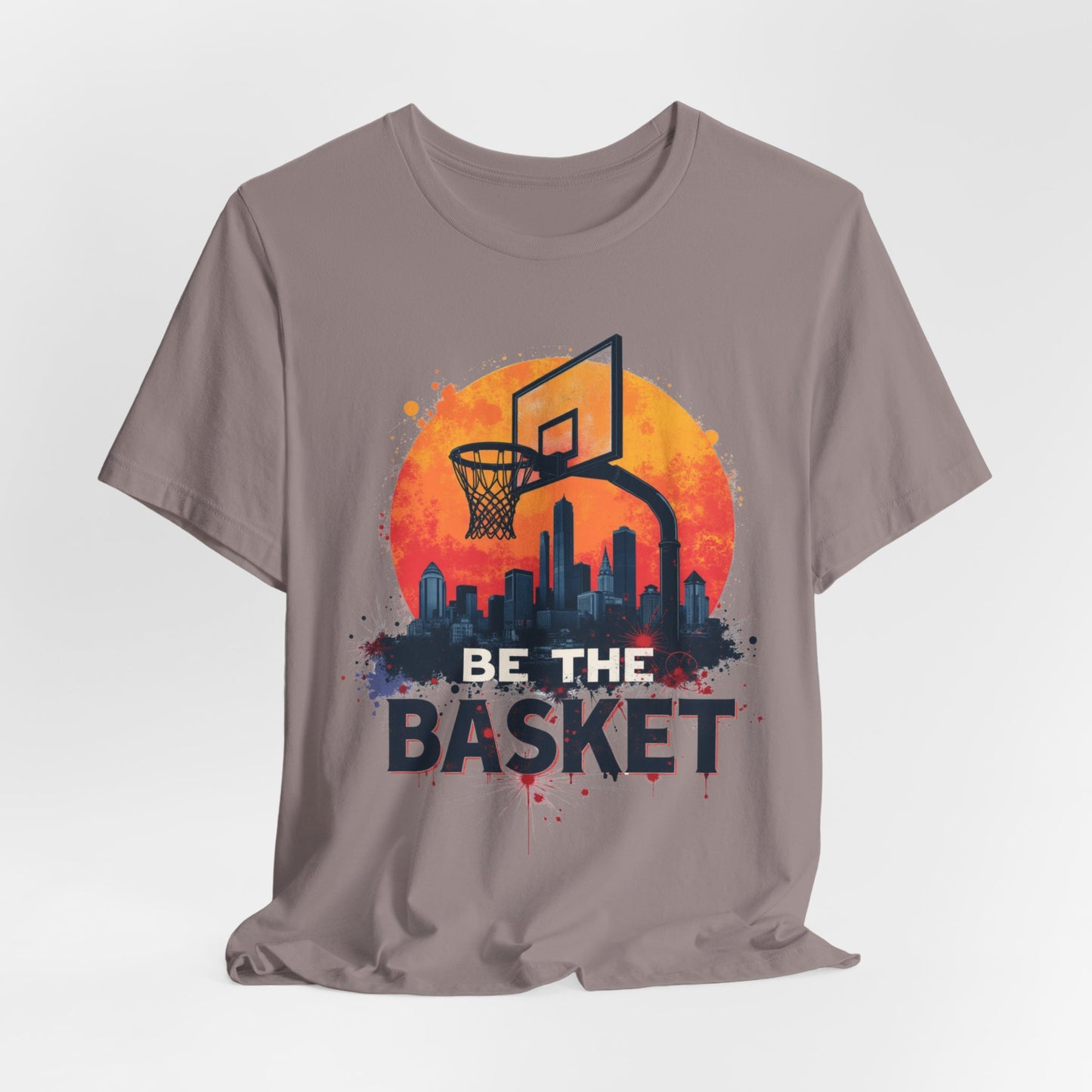 BE THE BASKET Basketball Skyline Sunset 3, Basketball Unisex T-Shirt