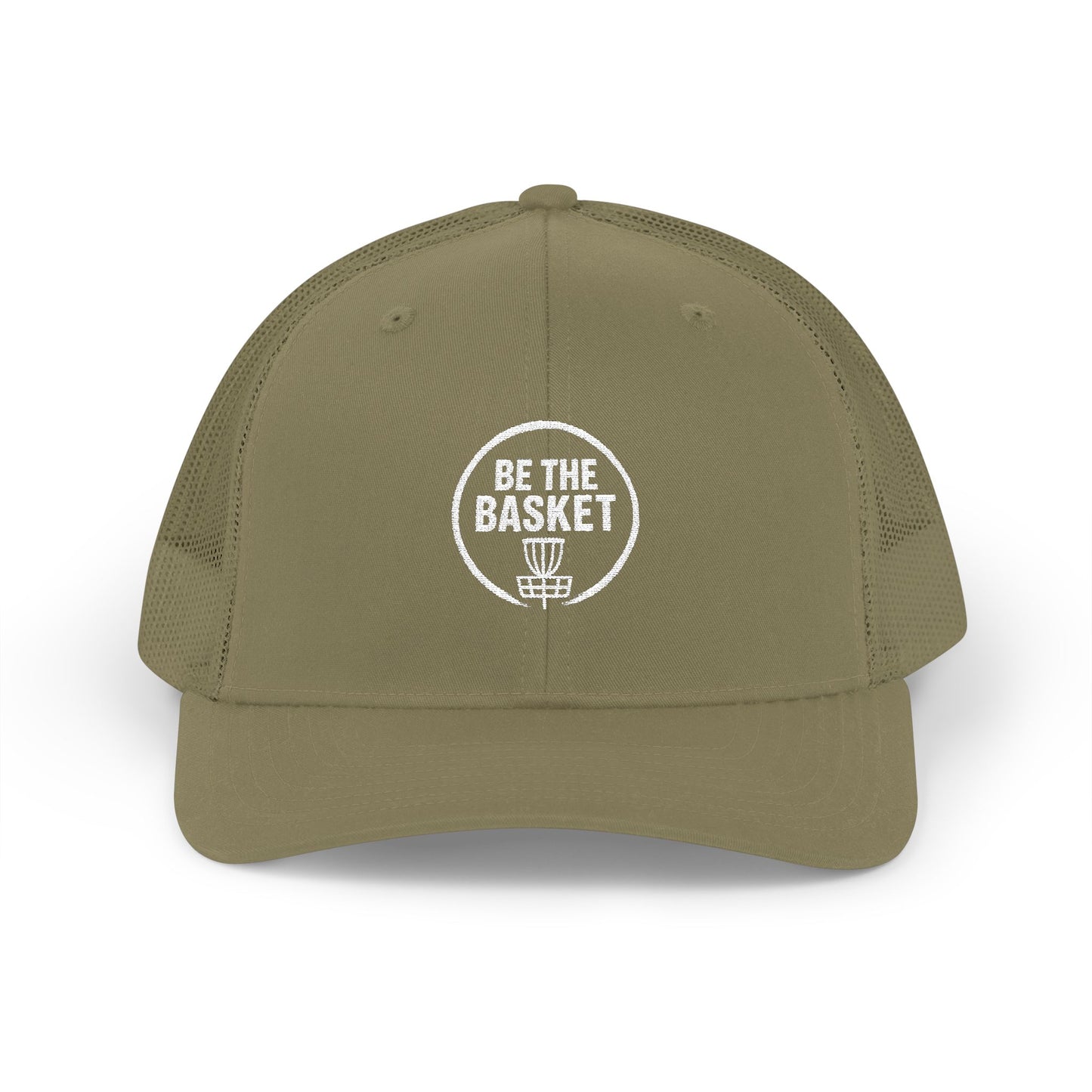 BE THE BASKET Disc Golf Basket Logo Embroidered Trucker Cap