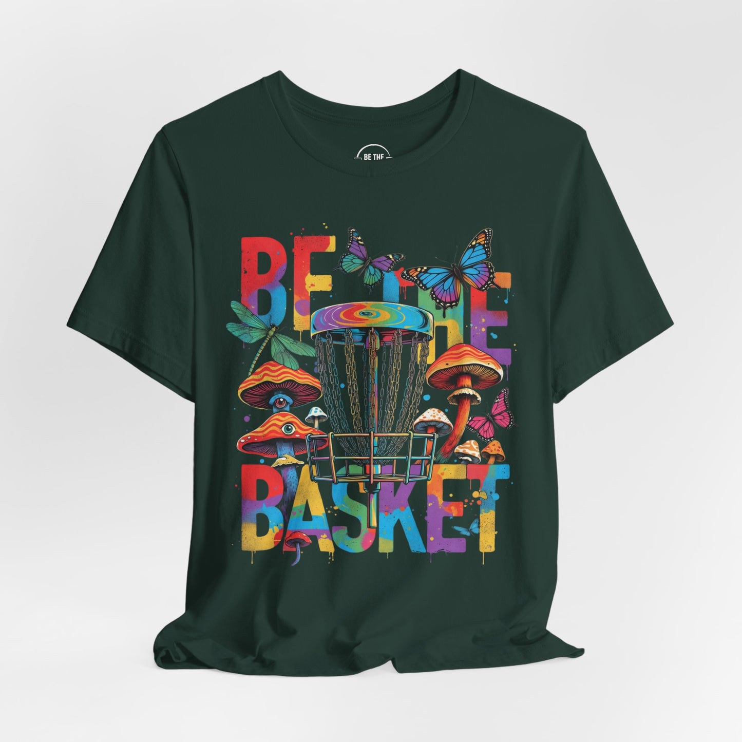 BE THE BASKET Disc Golf Mushroom Art 1, Unisex Disc Golf T-Shirt
