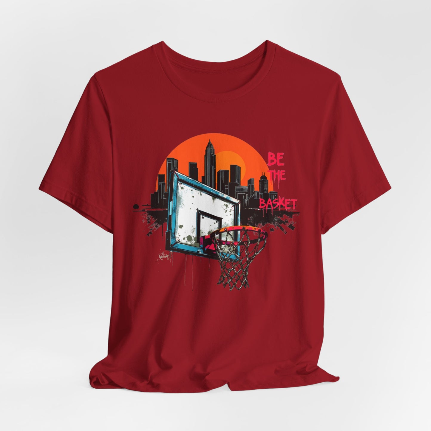 BE THE BASKET Basketball Goal Skyline Sunset 1, Basketball Unisex T-Shirt