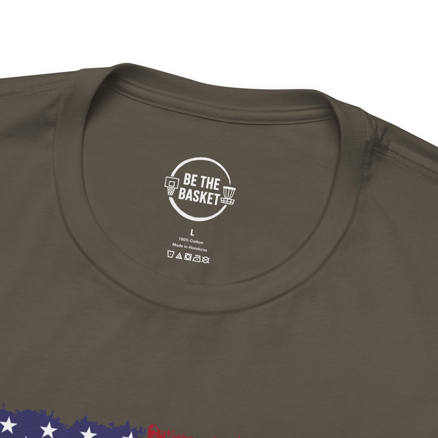 Patriotic Disc Golf Unisex T-Shirt, White Basket , Disc Golf Shirt