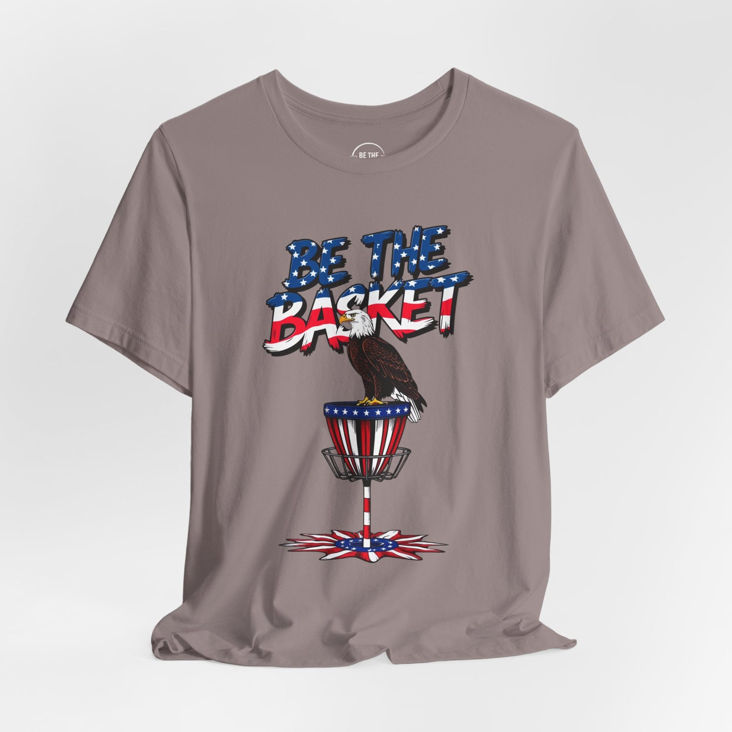 BE THE BASKET Patriotic Disc Golf Eagle Unisex T-Shirt - Perfect for Disc Golf Lovers
