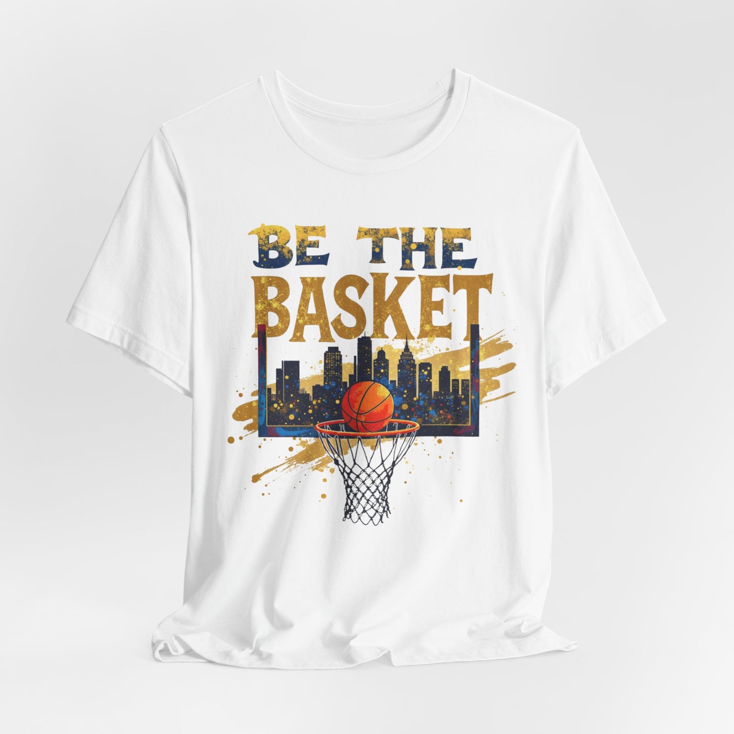 BE THE BASKET Basketball Skyline Backboard Gold, Basketball Unisex T-Shirt