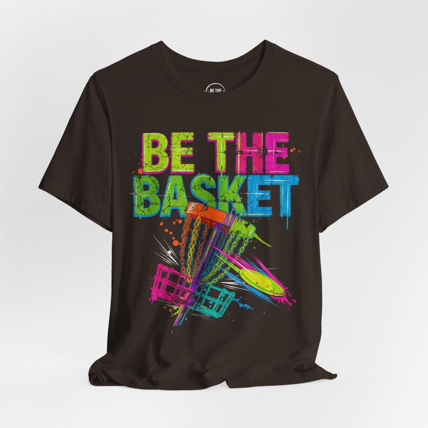 BE THE BASKET Disc Golf Basket Distressed Colors 1, Unisex Disc Golf T-Shirt