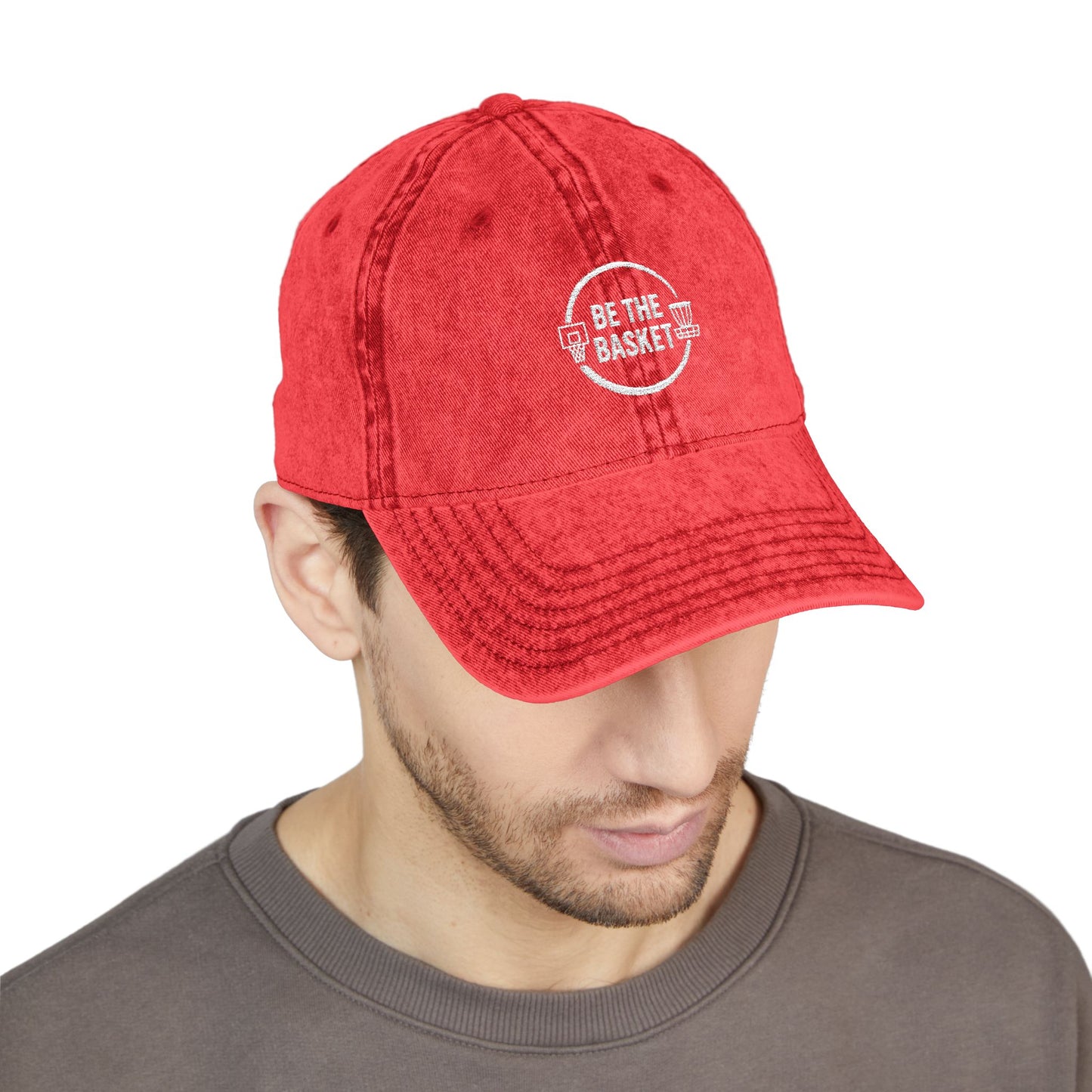 BE THE BASKET Logo Embroidered Retro Red Dad Hat