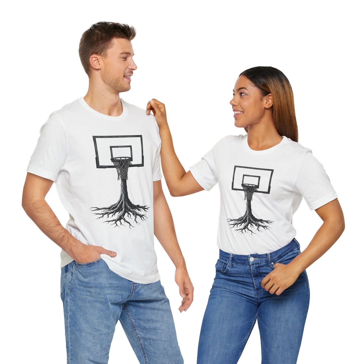 BE THE BASKET Basketball Goal Tree Black and White, Unisex Softstyle T-shirt, Disc Golf Shirt