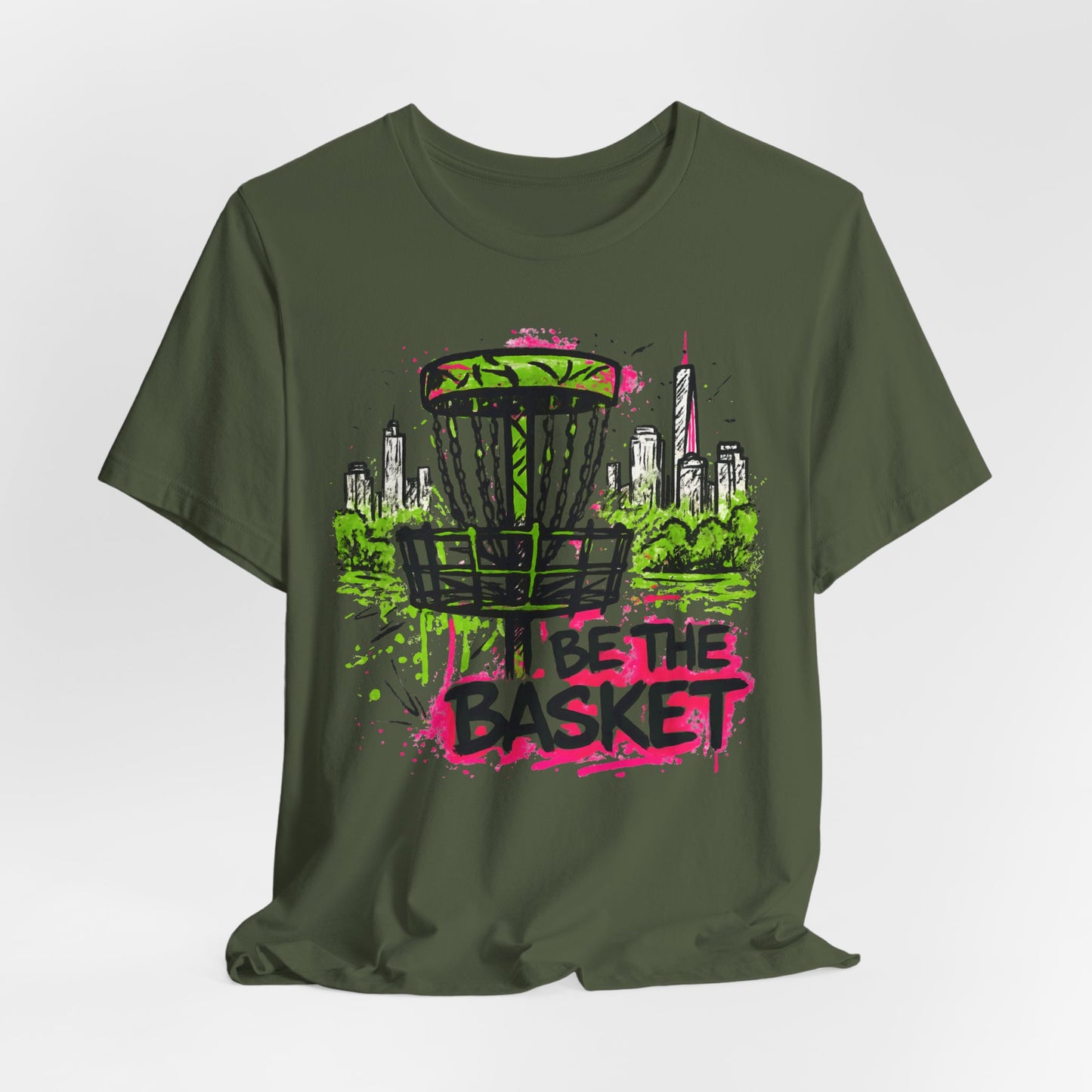 BE THE BASKET Disc Golf Basket Graffiti City 2, Disc Golf Unisex T-Shirt