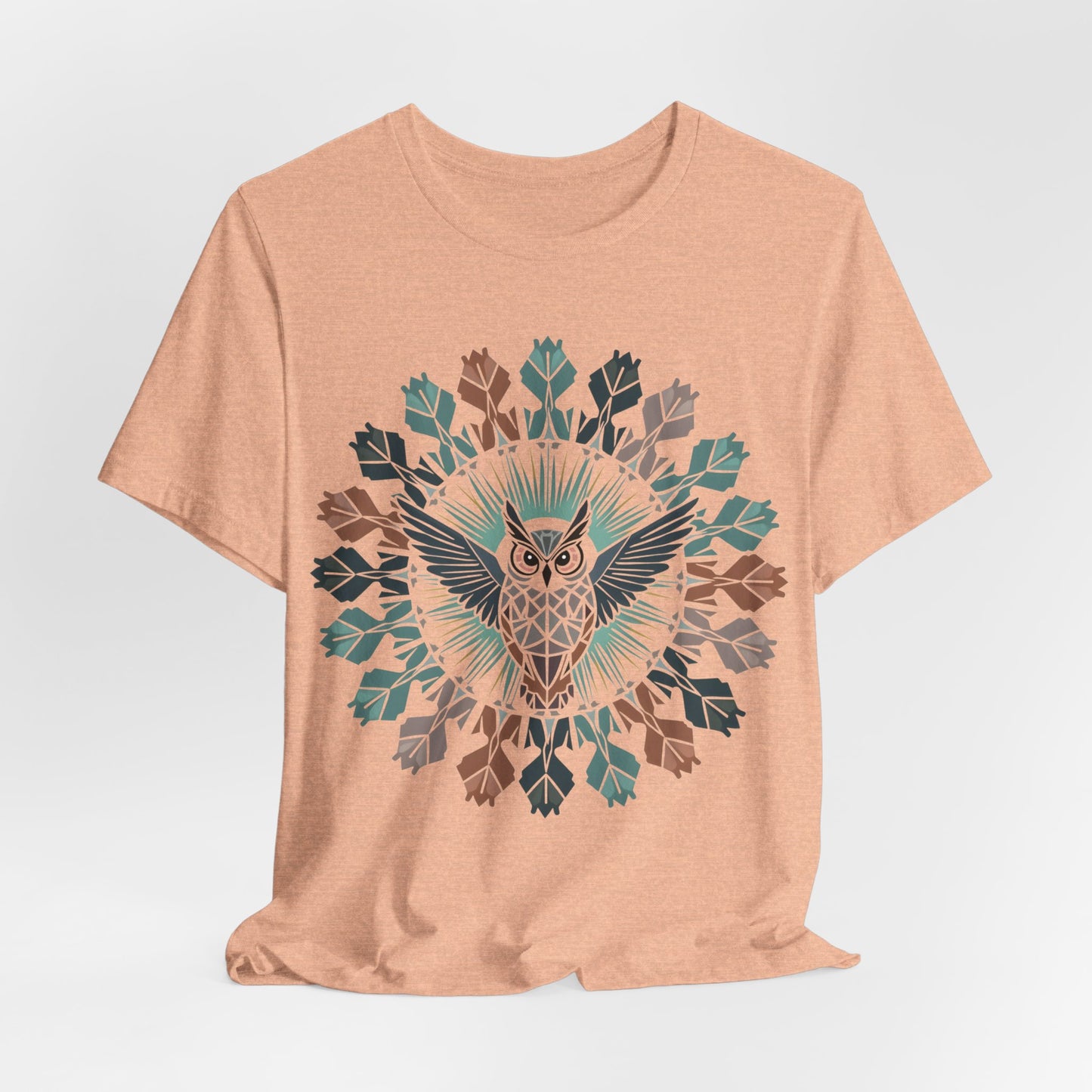 Geo Owl Mandala, Unisex Short Sleeve Tee - Nature Inspired Design