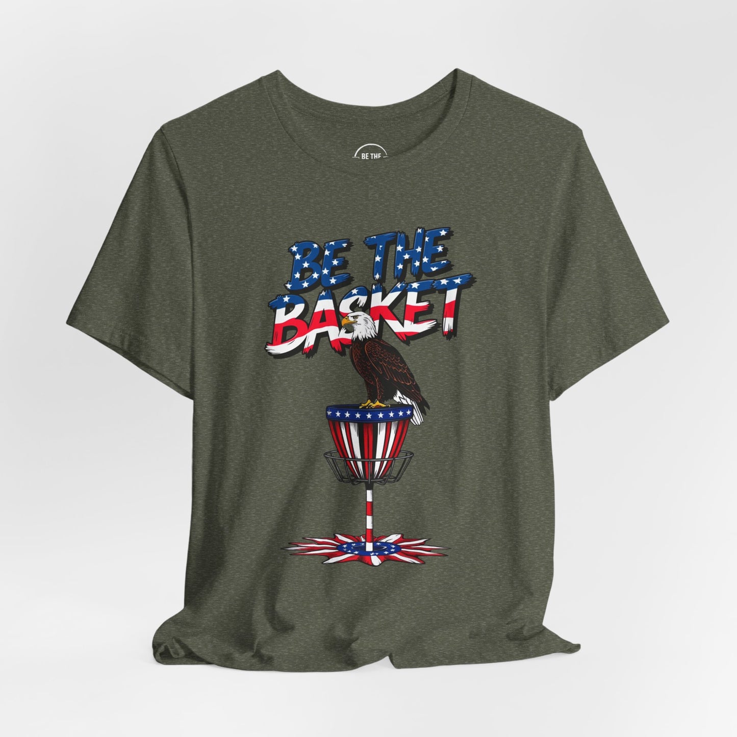 BE THE BASKET Patriotic Disc Golf Eagle Unisex T-Shirt - Perfect for Disc Golf Lovers