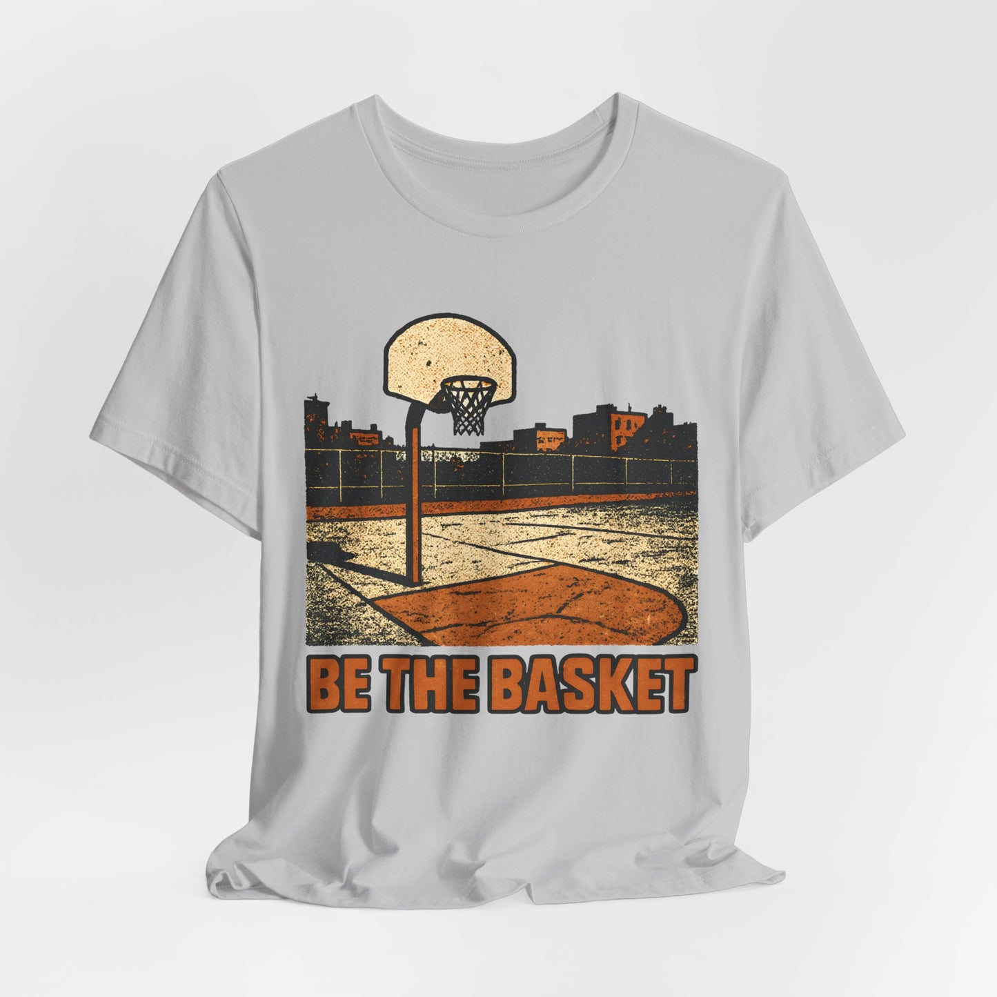 BE THE BASKET Basketball Goal City Distressed Orange 2, Unisex T-Shirt, Disc Golf Shirt