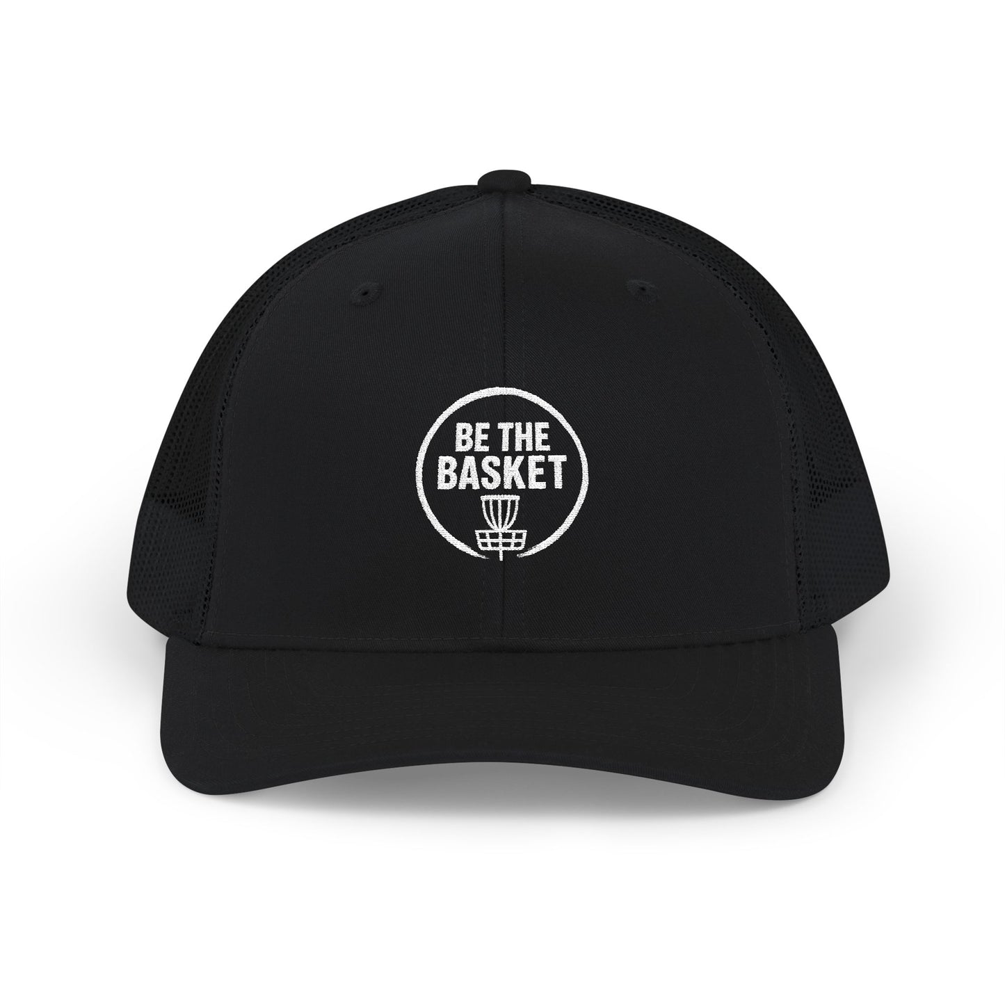 BE THE BASKET Disc Golf Basket Logo Embroidered Trucker Cap