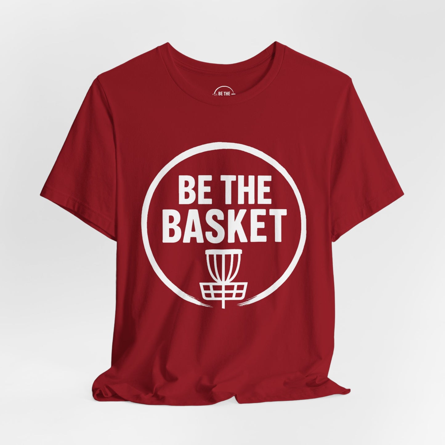 BE THE BASKET Disc Golf Logo White, Unisex T-Shirt, Disc Golf Shirt