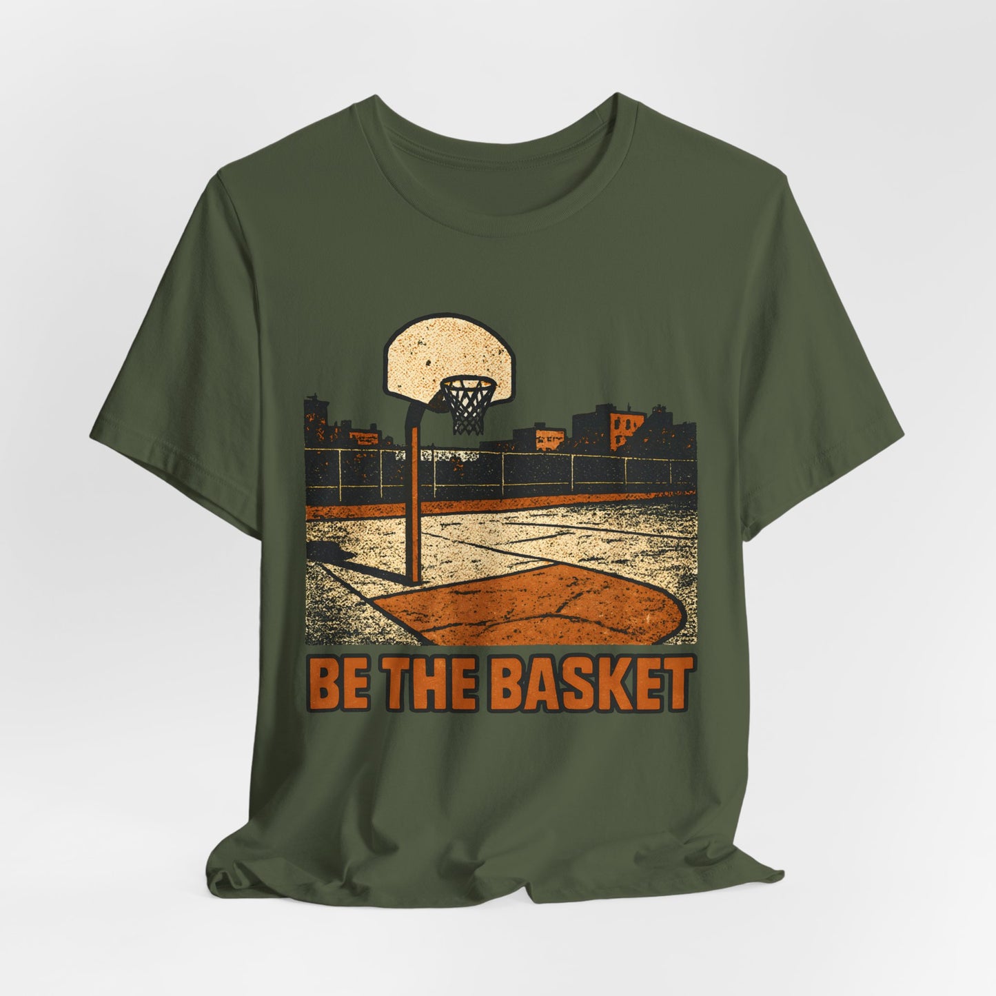 BE THE BASKET Basketball Goal City Distressed Orange 2, Unisex T-Shirt, Disc Golf Shirt