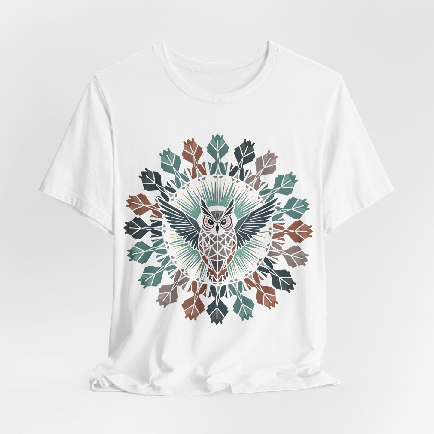Geo Owl Mandala, Unisex Short Sleeve Tee - Nature Inspired Design