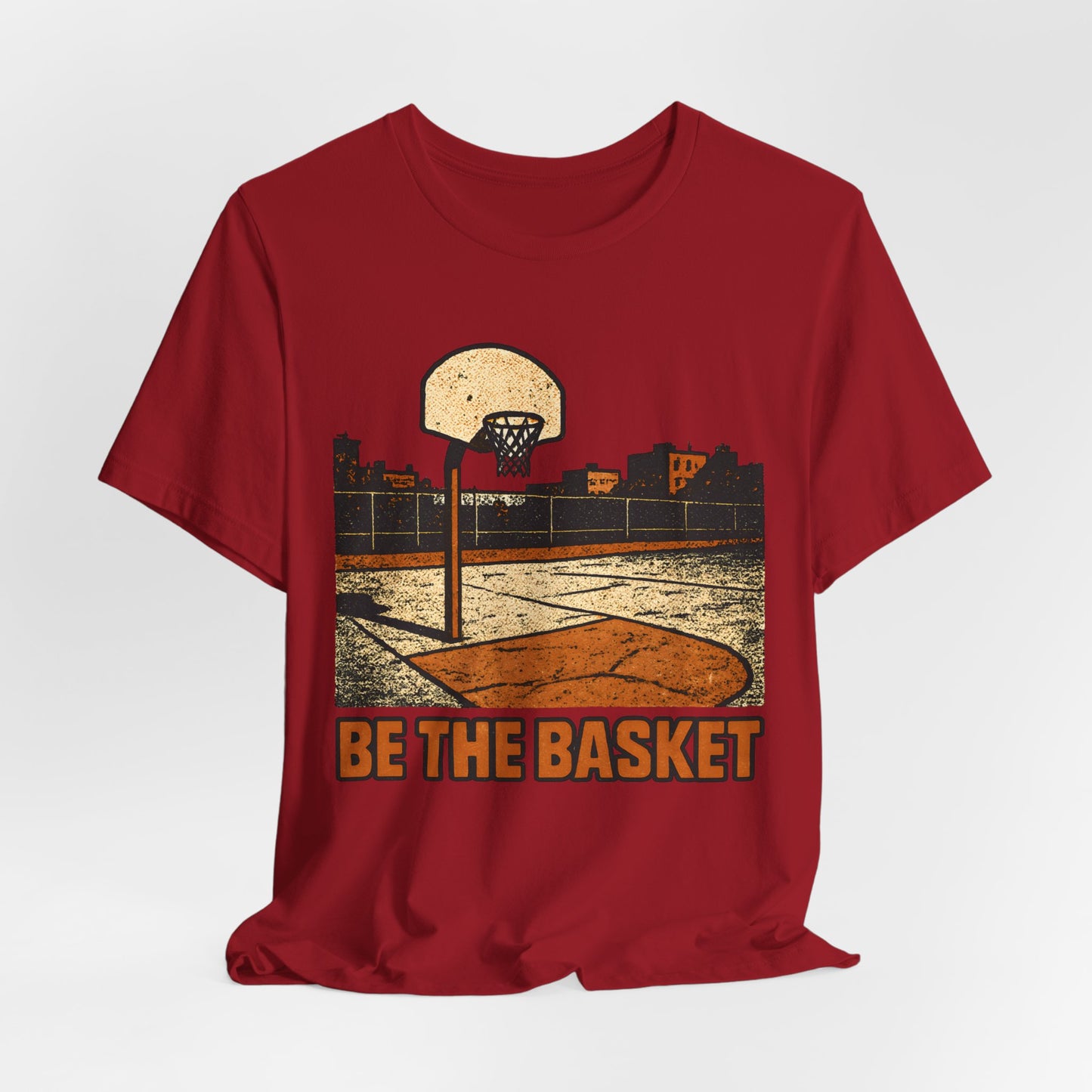 BE THE BASKET Basketball Goal City Distressed Orange 2, Unisex T-Shirt, Disc Golf Shirt