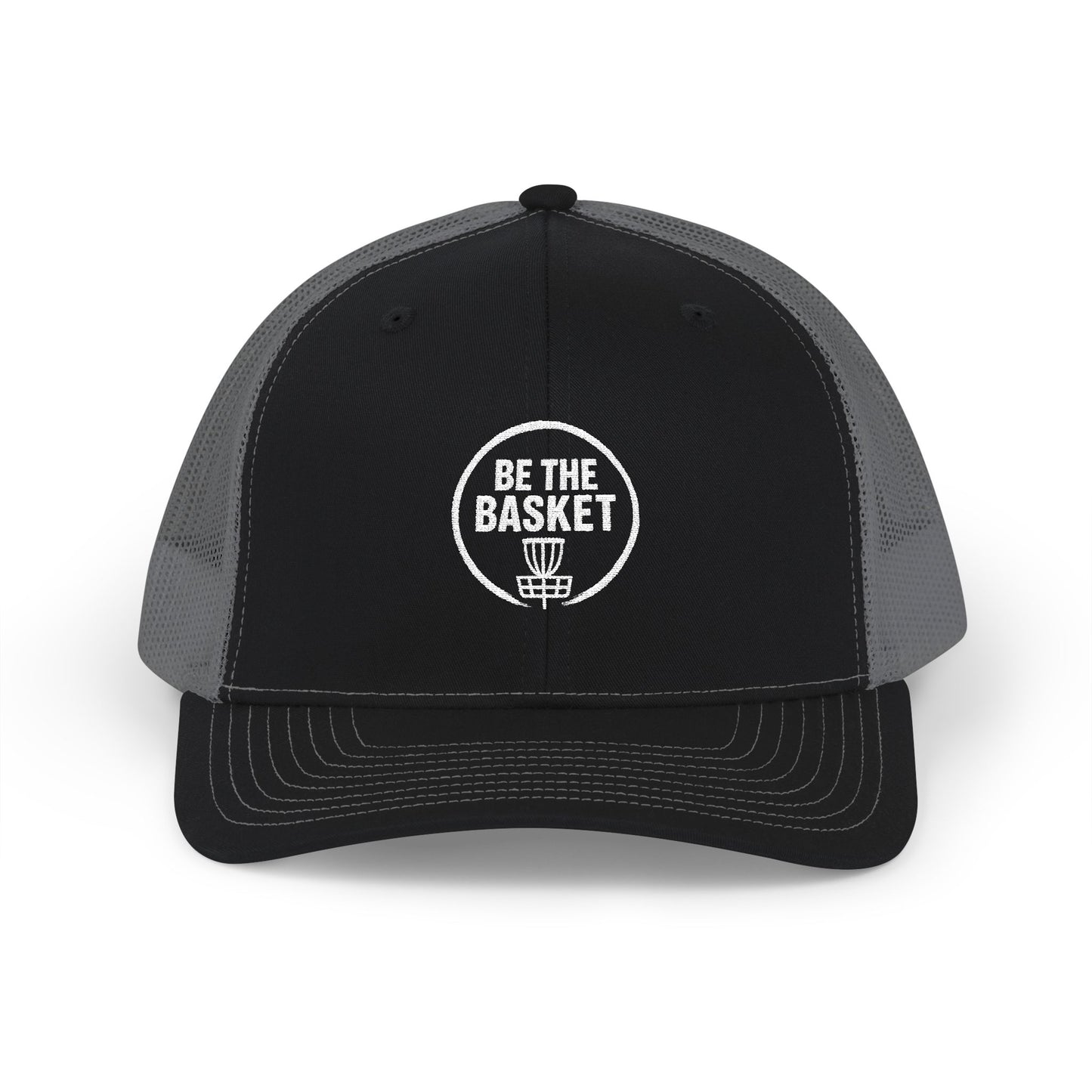 BE THE BASKET Disc Golf Basket Logo Embroidered Trucker Cap