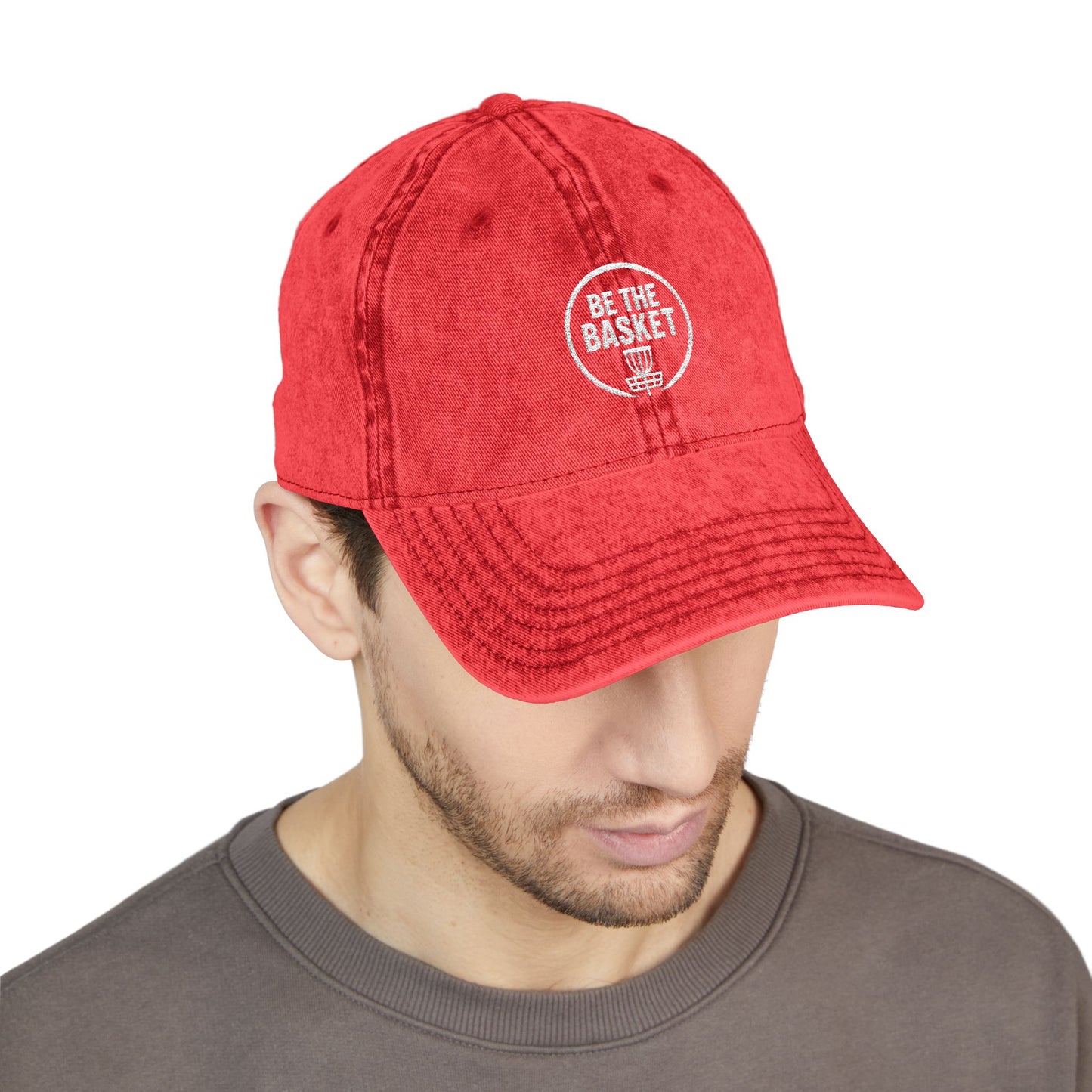 BE THE BASKET Disc Golf Basket Logo Embroidered Retro Dad Hat