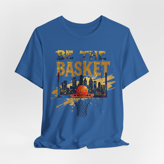 BE THE BASKET Basketball Skyline Backboard Gold, Basketball Unisex T-Shirt