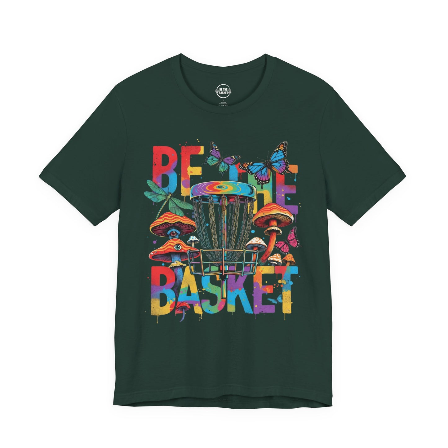BE THE BASKET Disc Golf Mushroom Art 1, Unisex Disc Golf T-Shirt
