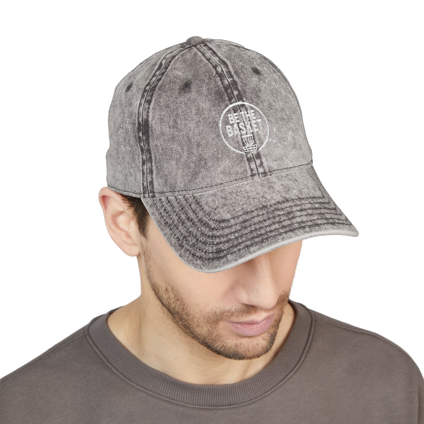 BE THE BASKET Disc Golf Basket Logo Embroidered Retro Dad Hat