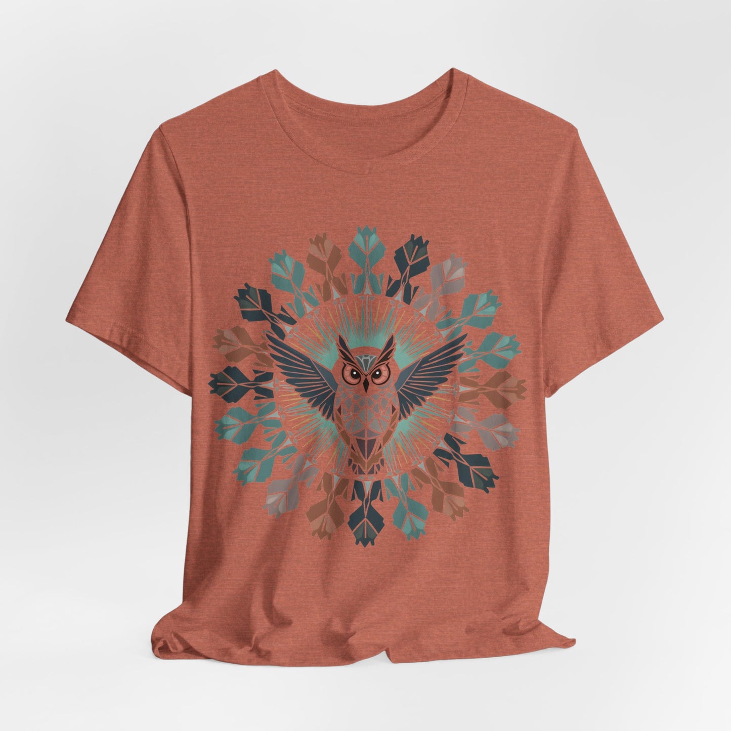 Geo Owl Mandala, Unisex Short Sleeve Tee - Nature Inspired Design