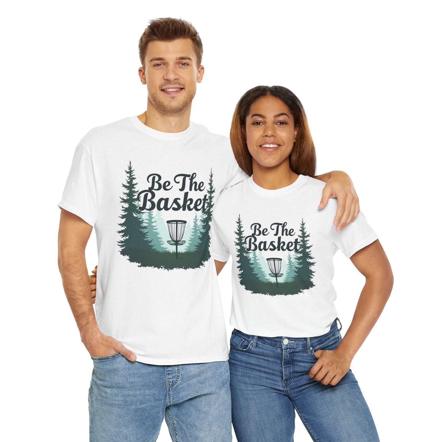 BE THE BASKET Outdoor Disc Golf Unisex Heavy Cotton T-Shirt - Perfect for Disc Golf Enthusiasts