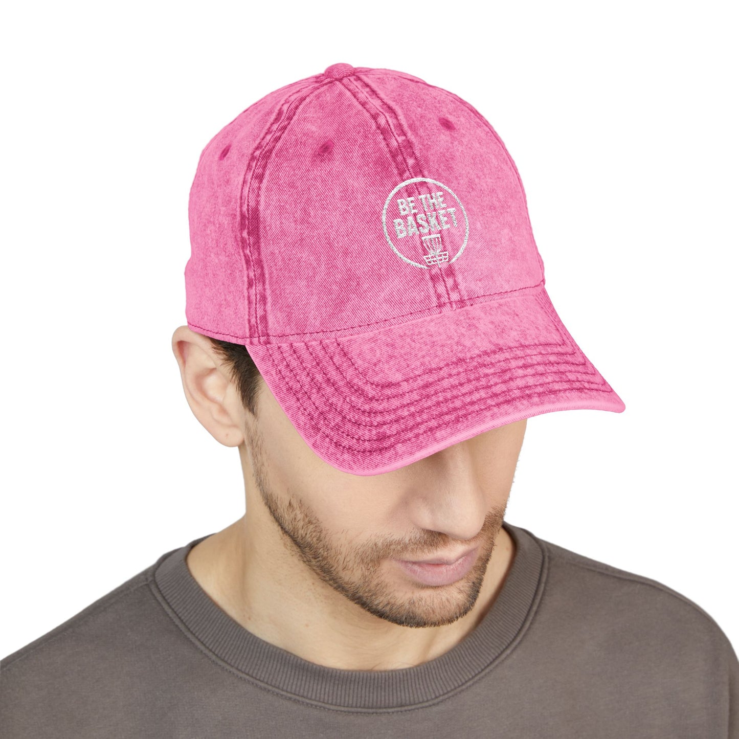 BE THE BASKET Disc Golf Basket Logo Embroidered Retro Dad Hat