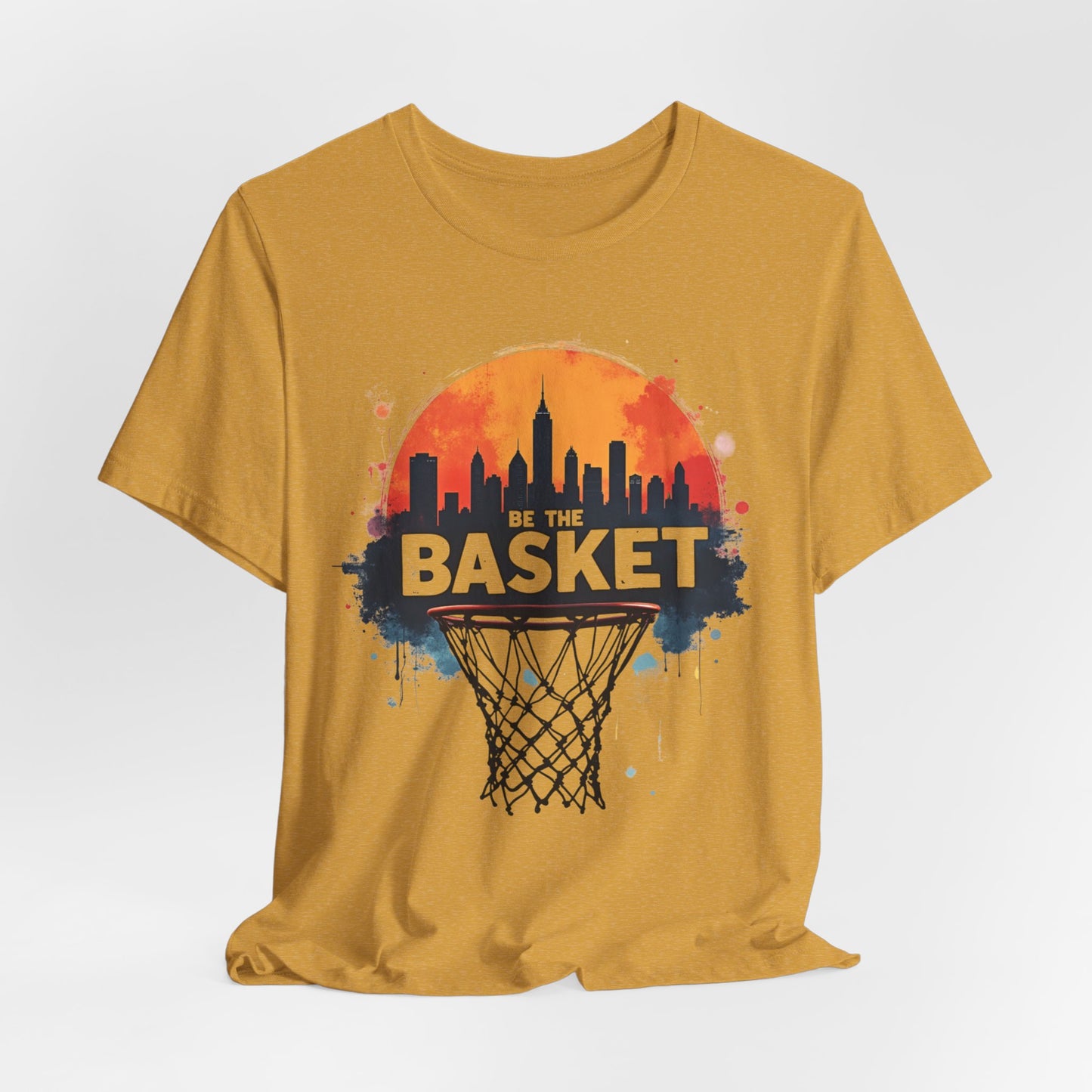 BE THE BASKET Basketball Skyline Sunset 1, Basketball Unisex T-Shirt