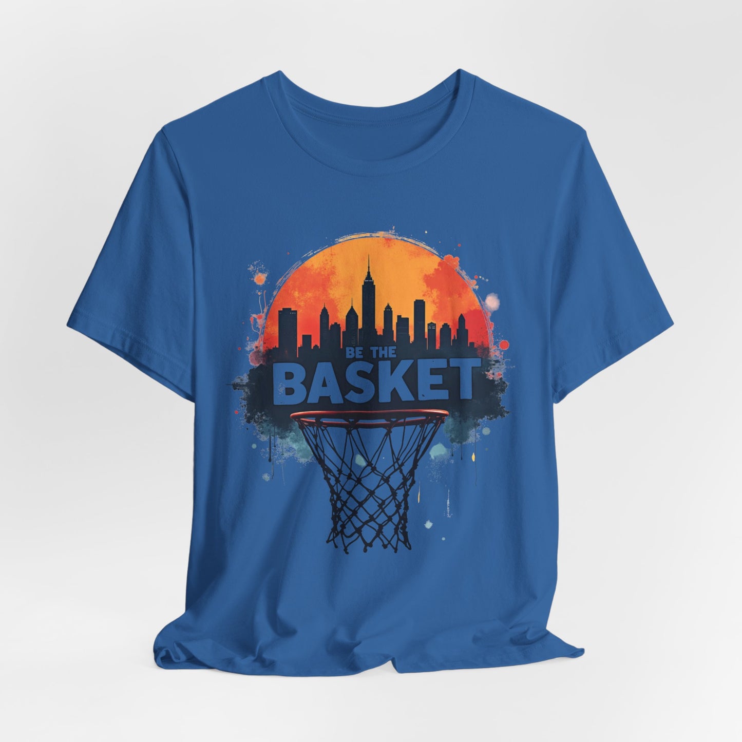 BE THE BASKET Basketball Skyline Sunset 1, Basketball Unisex T-Shirt