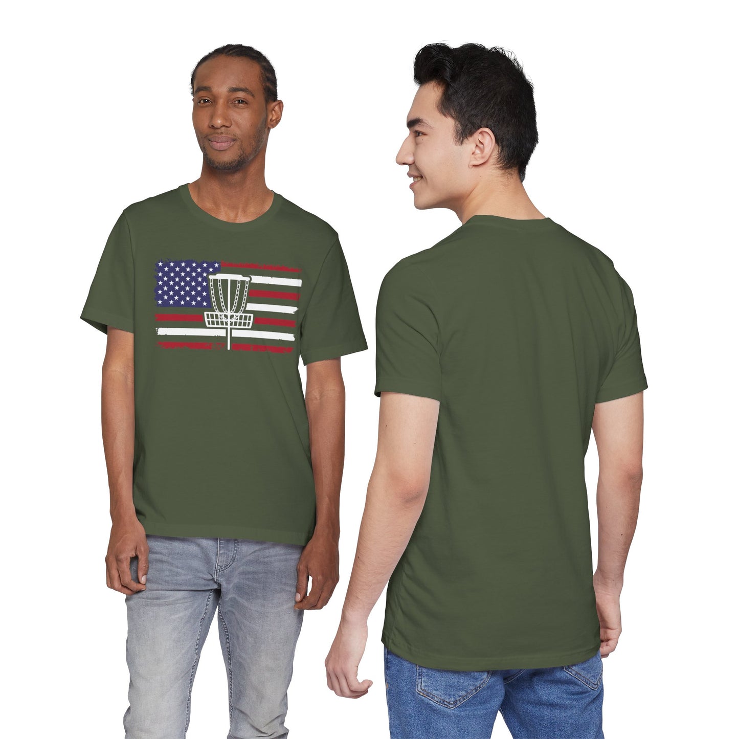 Patriotic Disc Golf Unisex T-Shirt, White Basket , Disc Golf Shirt