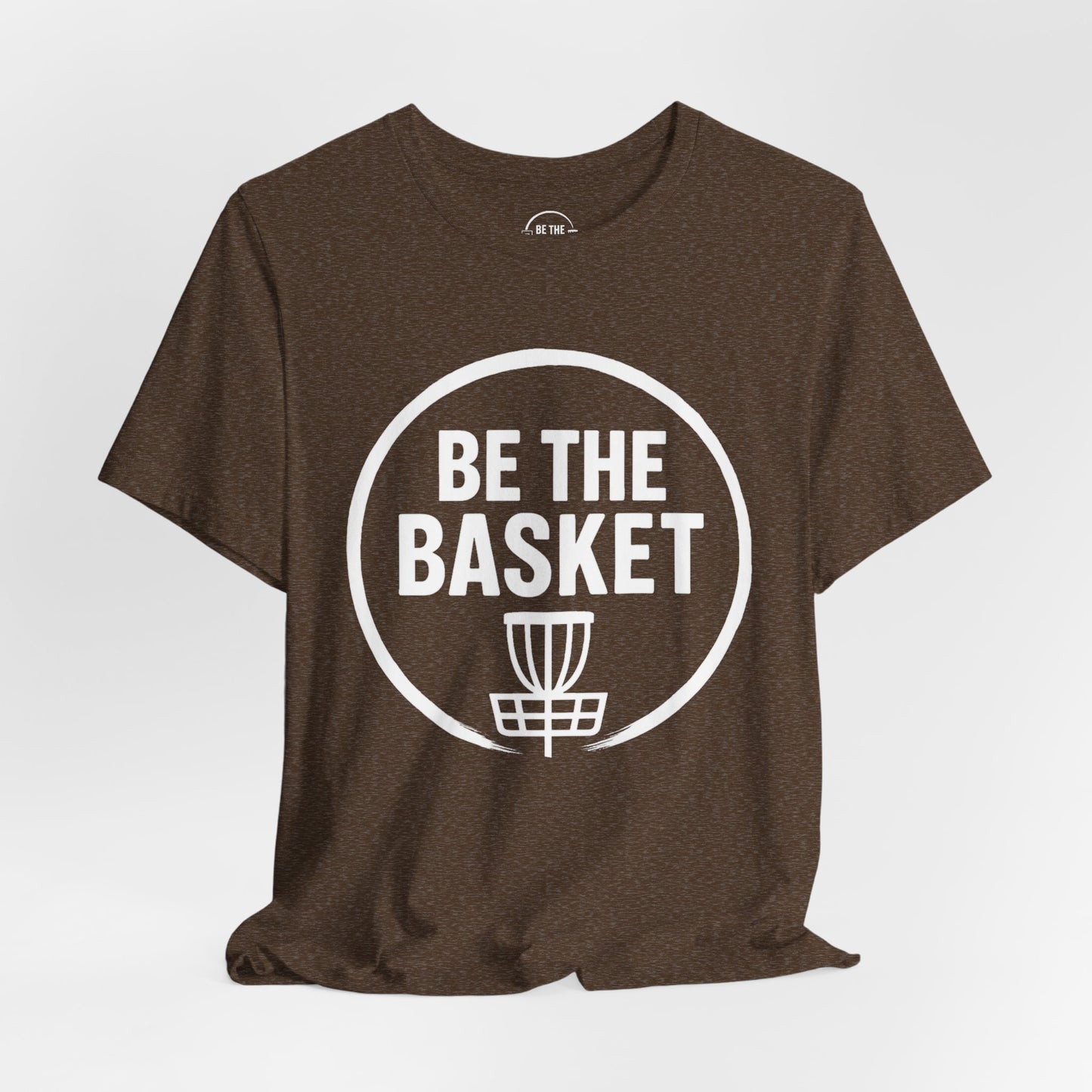 BE THE BASKET Disc Golf Logo White, Unisex T-Shirt, Disc Golf Shirt