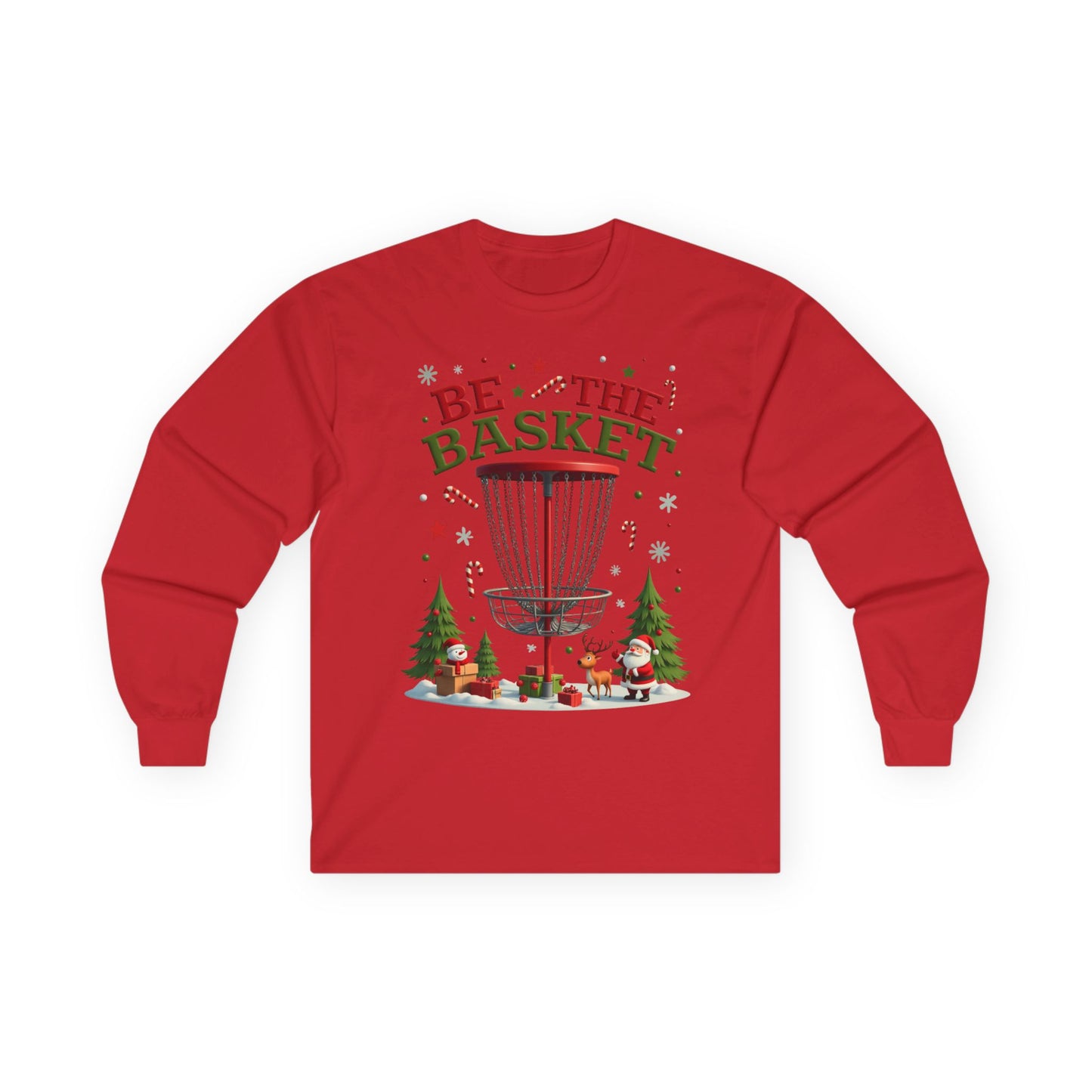 BE THE BASKET Disc Golf Christmas 1 - Long Sleeve Disc Golf Tee