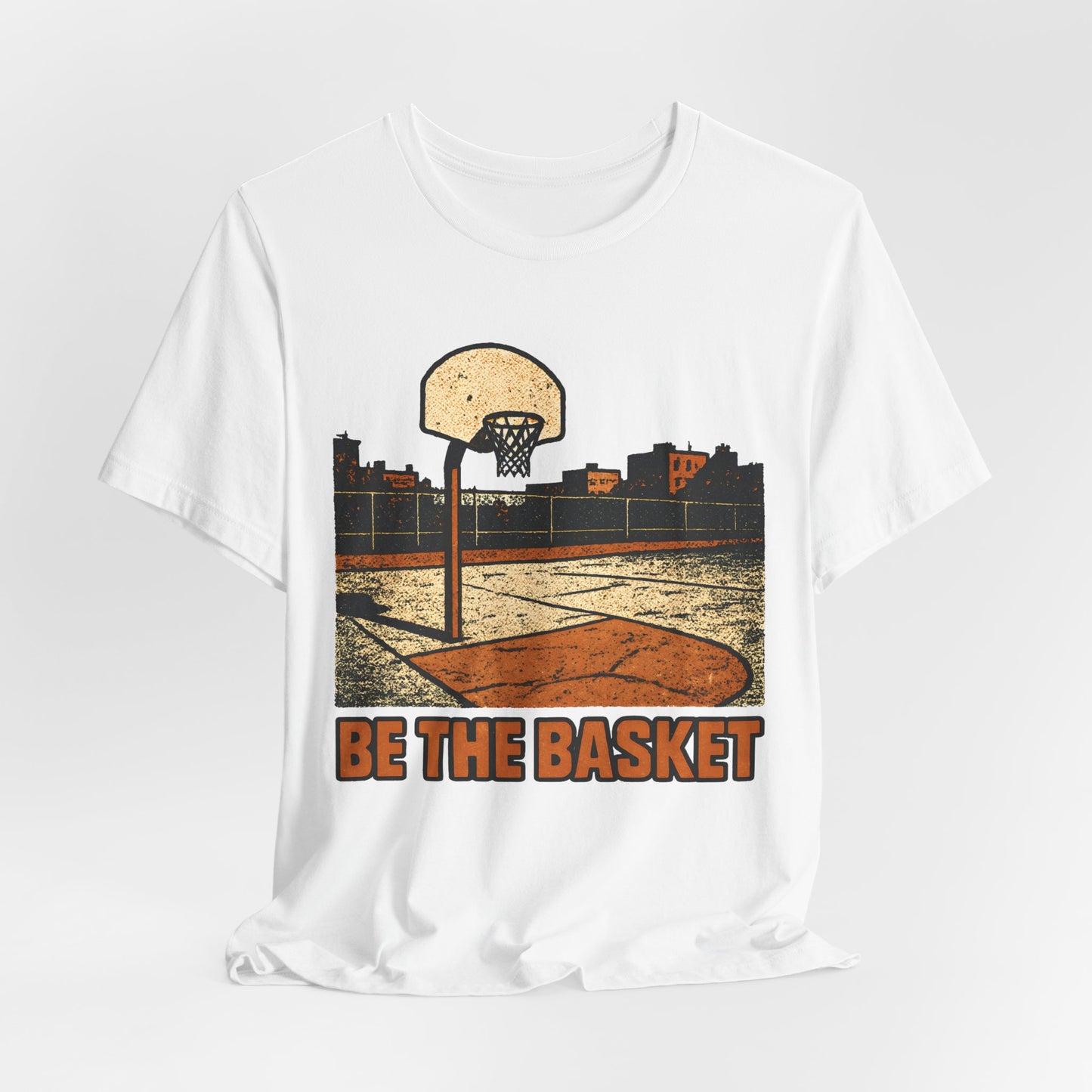 BE THE BASKET Basketball Goal City Distressed Orange 2, Unisex T-Shirt, Disc Golf Shirt