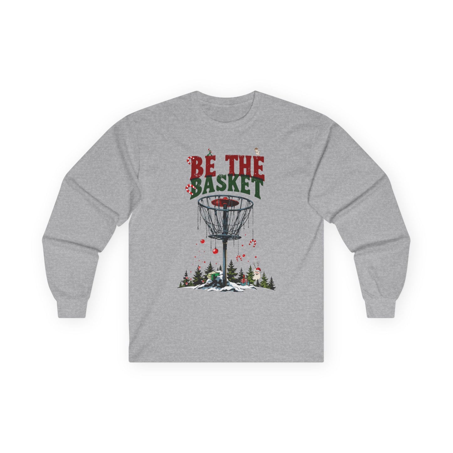 BE THE BASKET Disc Golf Christmas 3 - Long Sleeve Disc Golf Tee