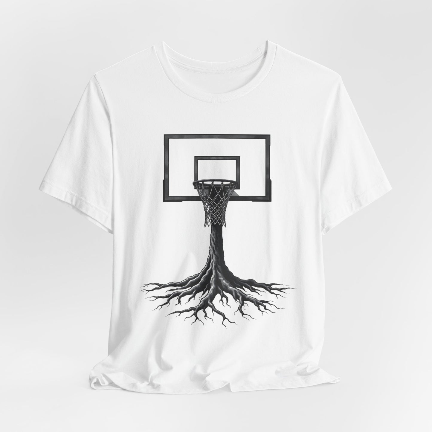 BE THE BASKET Basketball Goal Tree Black and White, Unisex Softstyle T-shirt, Disc Golf Shirt