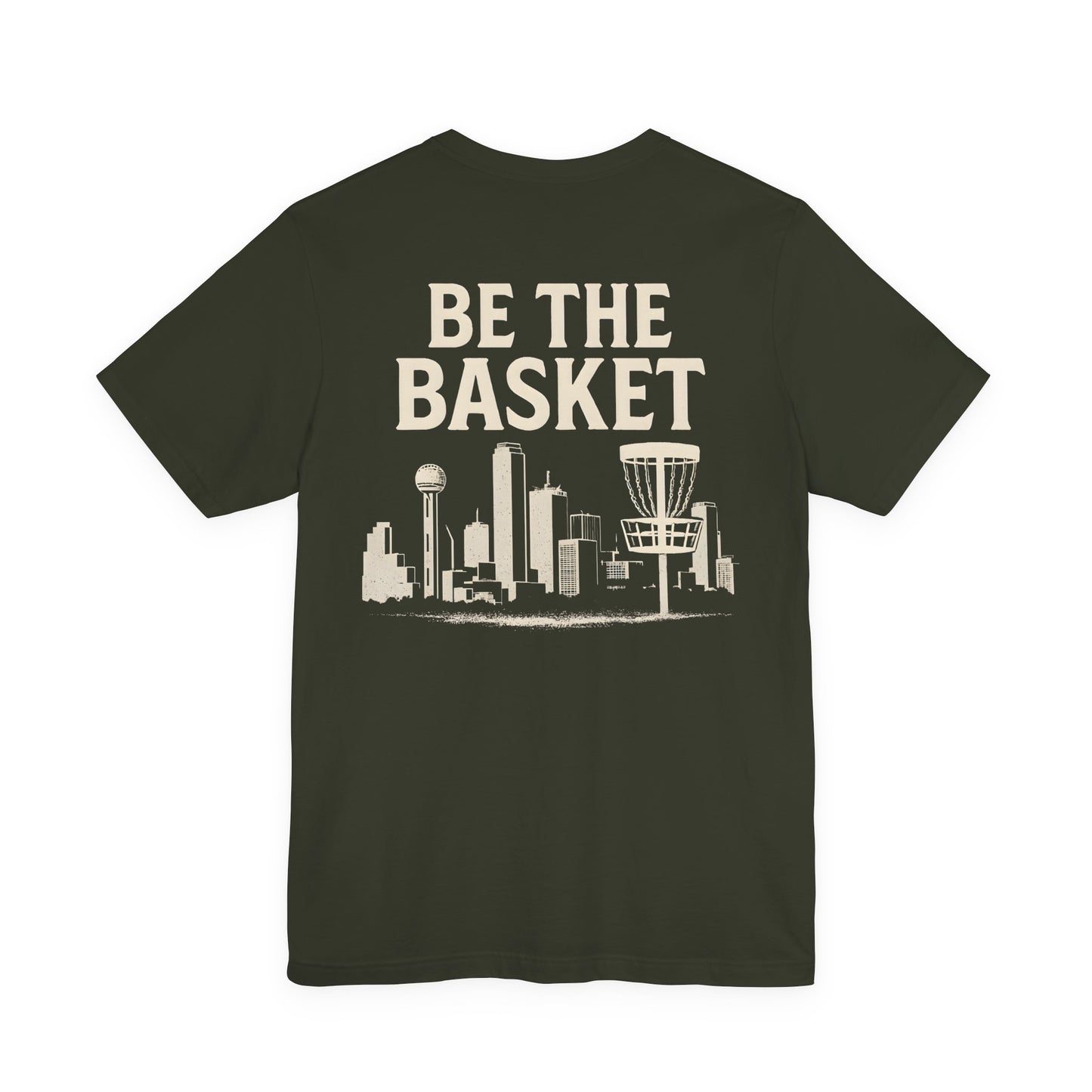 BE THE BASKET Disc Golf Dallas B&W, Unisex Disc Golf T-Shirt