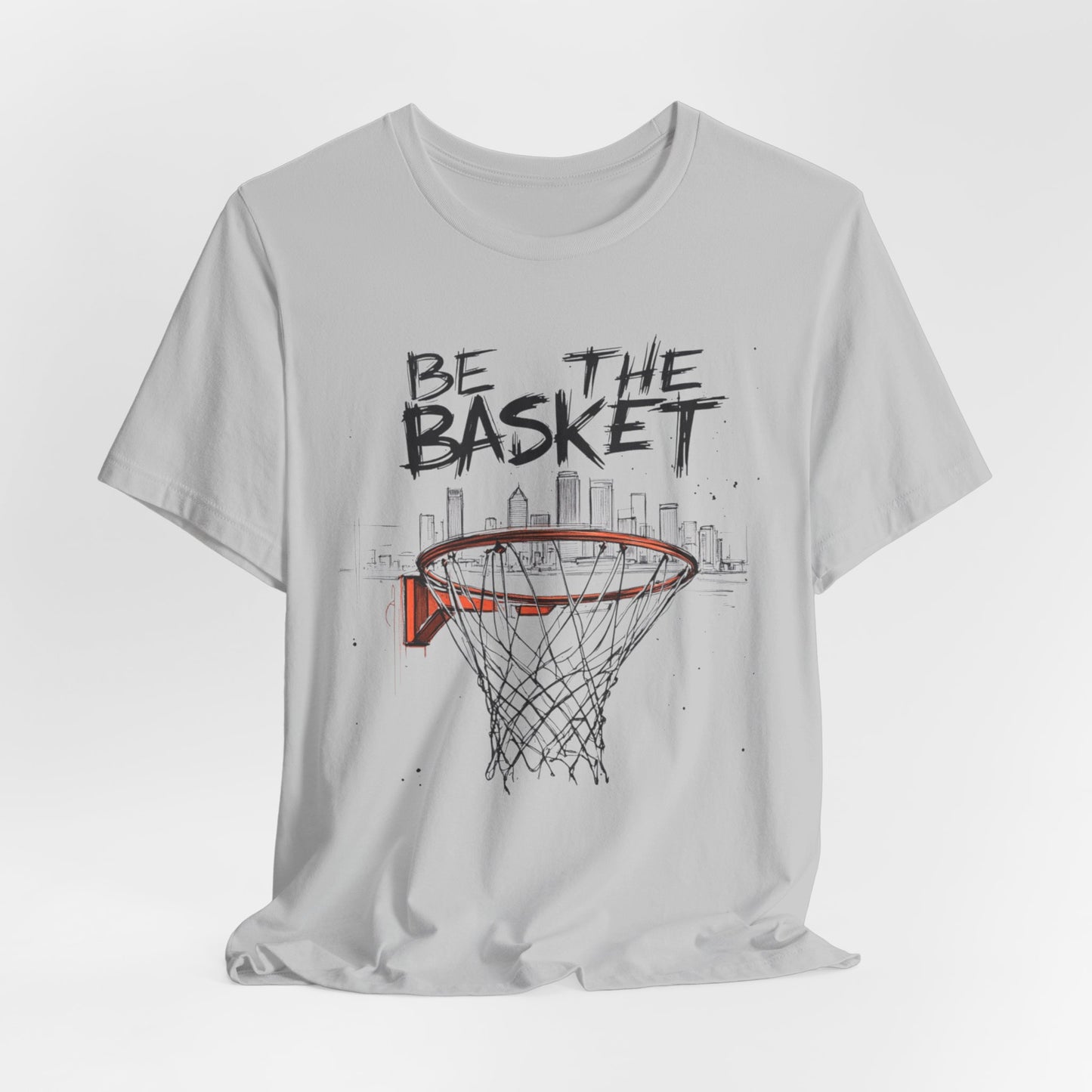 BE THE BASKET Basketball Goal Skyline Sketch, Basketball Unisex T-Shirt
