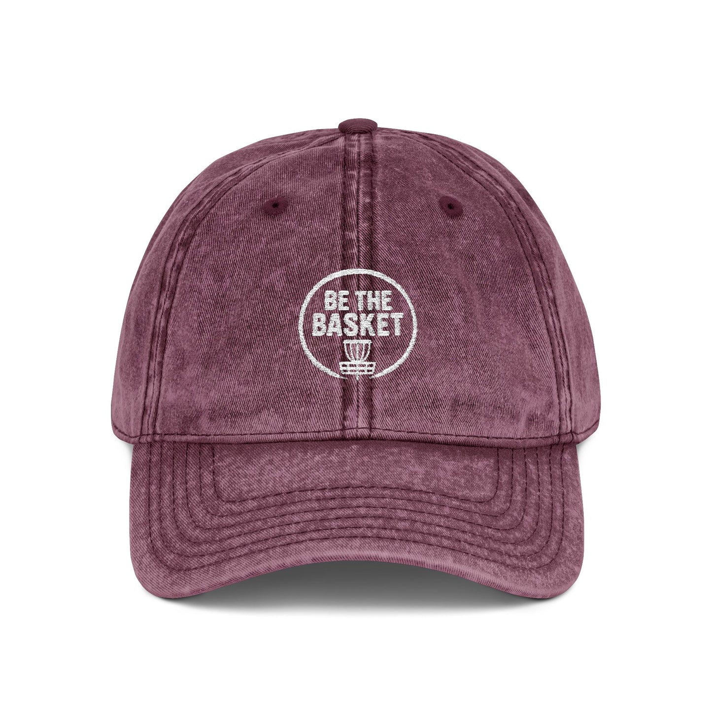 BE THE BASKET Disc Golf Basket Logo Embroidered Retro Dad Hat