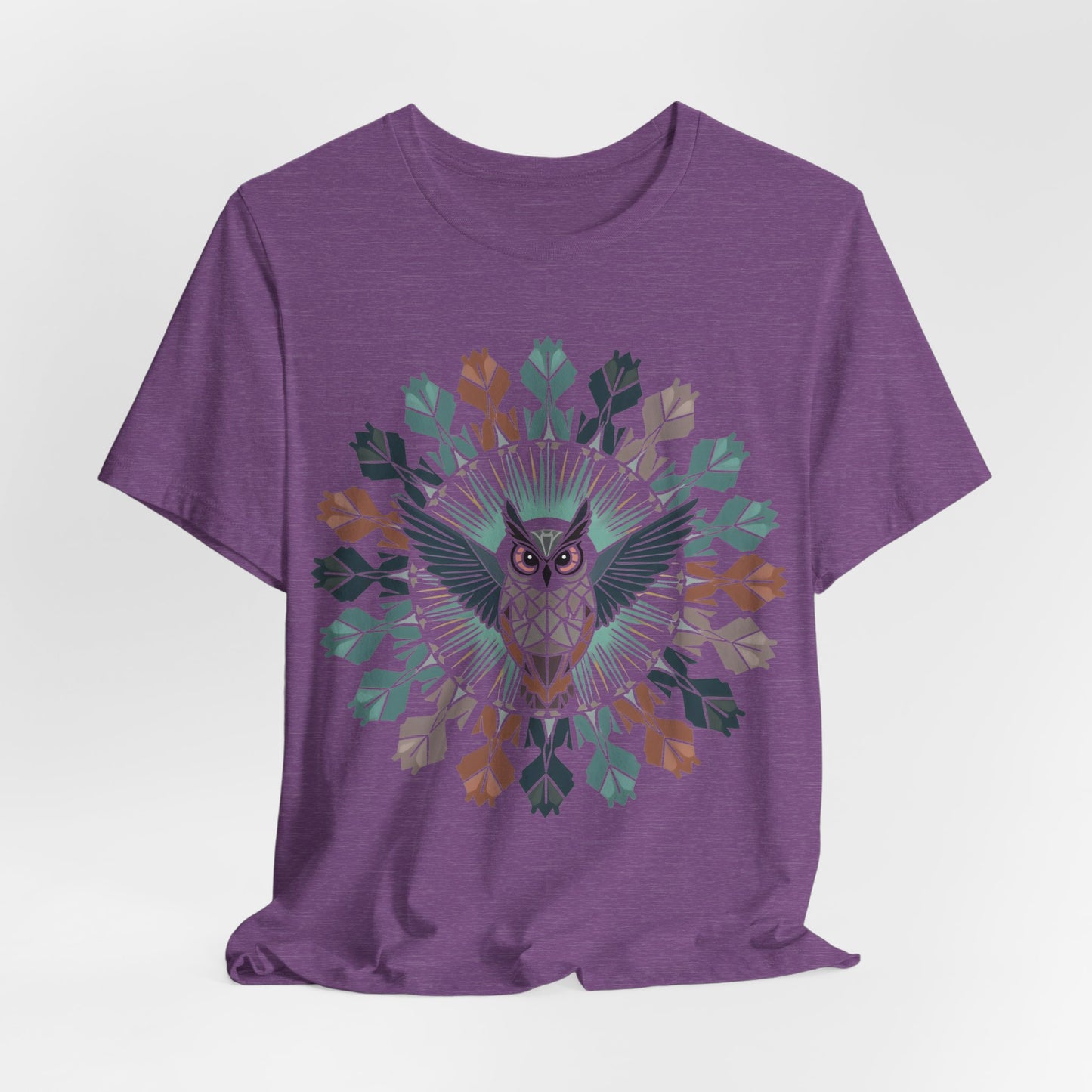 Geo Owl Mandala, Unisex Short Sleeve Tee - Nature Inspired Design