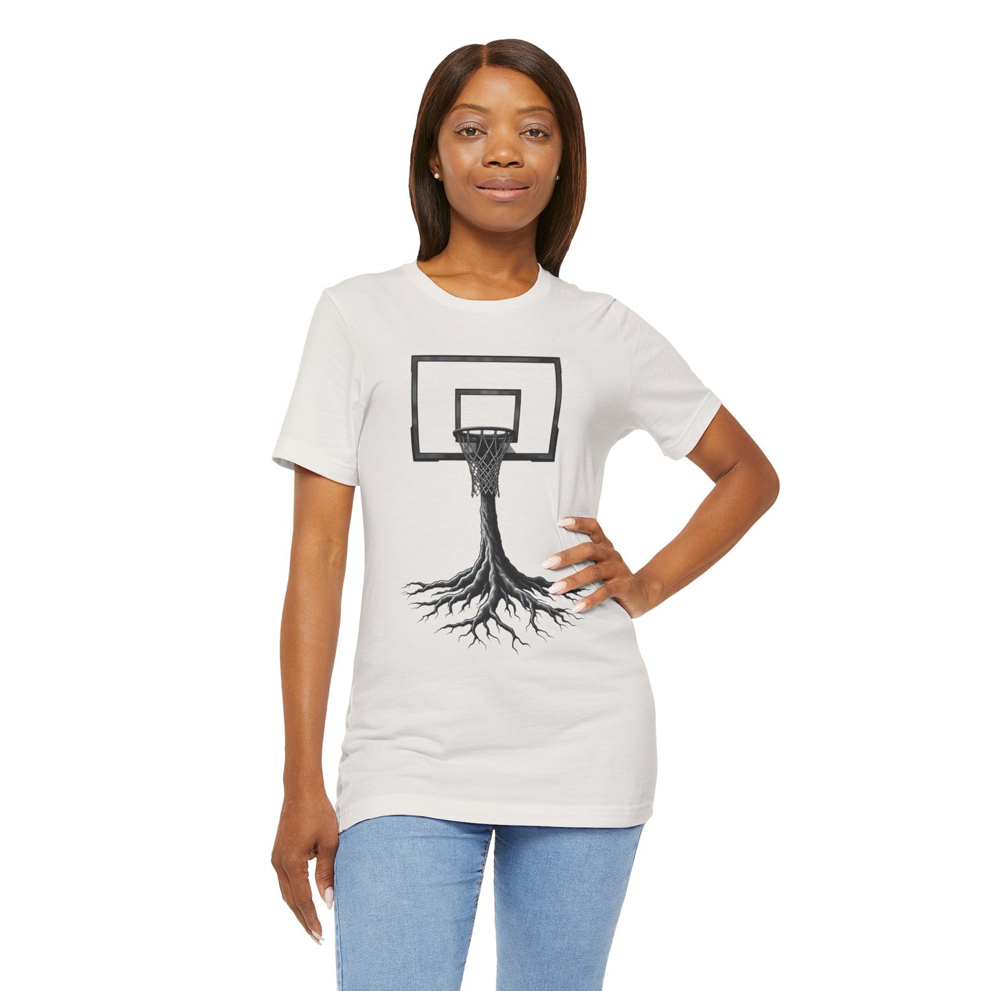 BE THE BASKET Basketball Goal Tree Black and White, Unisex Softstyle T-shirt, Disc Golf Shirt