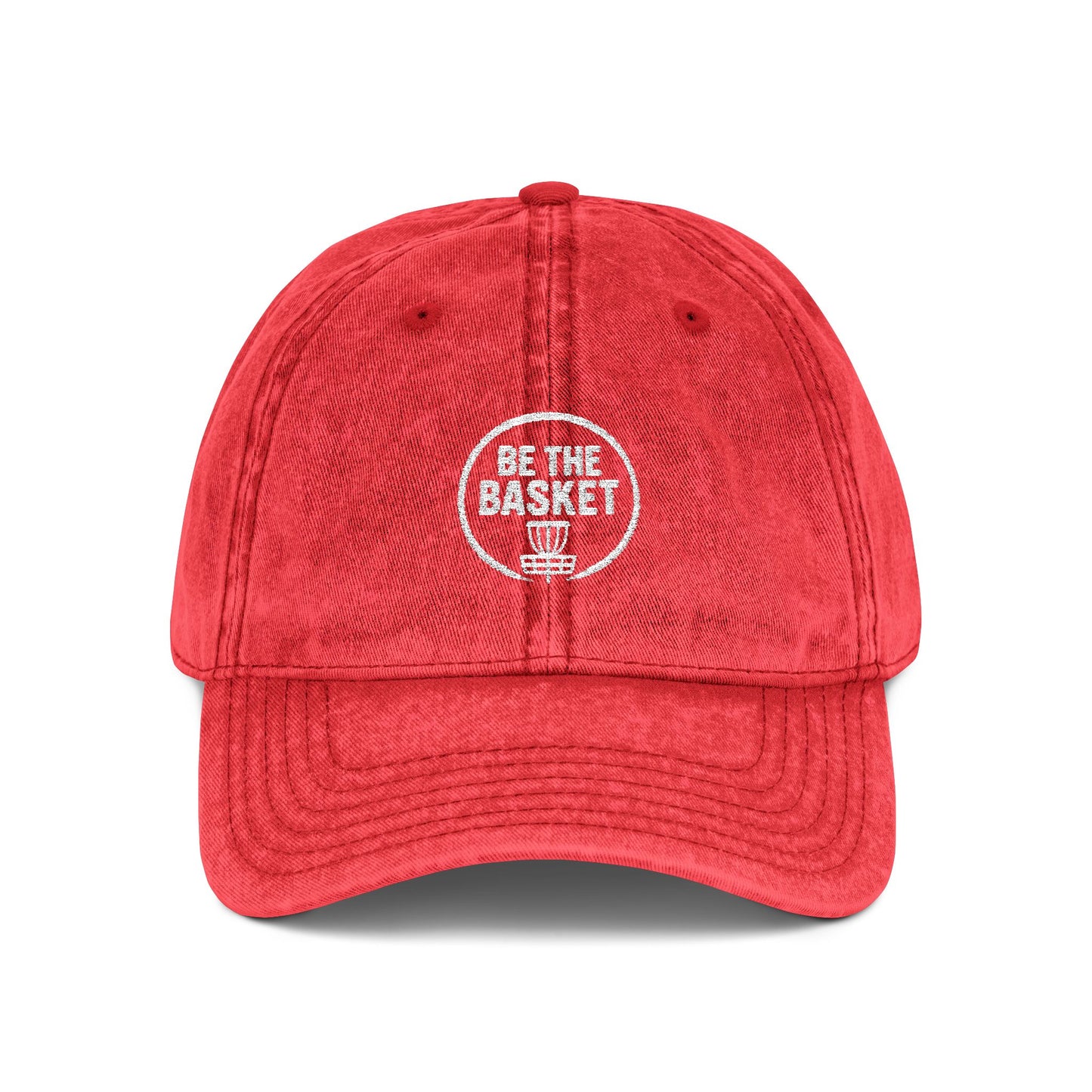 BE THE BASKET Disc Golf Basket Logo Embroidered Retro Dad Hat