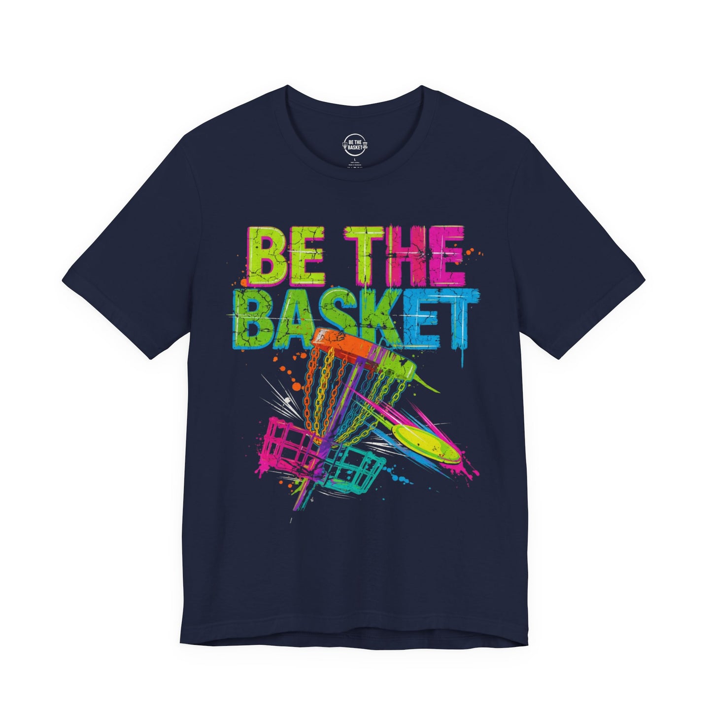 BE THE BASKET Disc Golf Basket Distressed Colors 1, Unisex Disc Golf T-Shirt