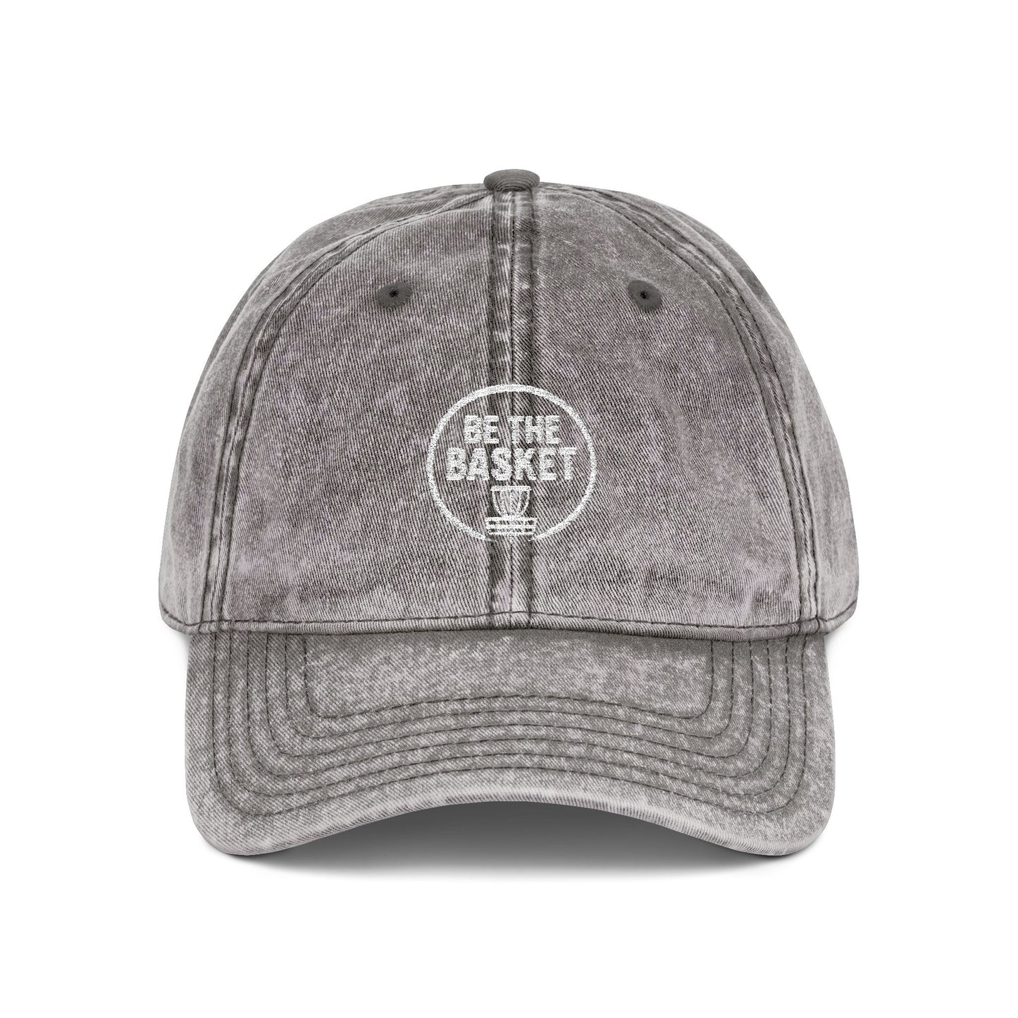 BE THE BASKET Disc Golf Basket Logo Embroidered Retro Dad Hat