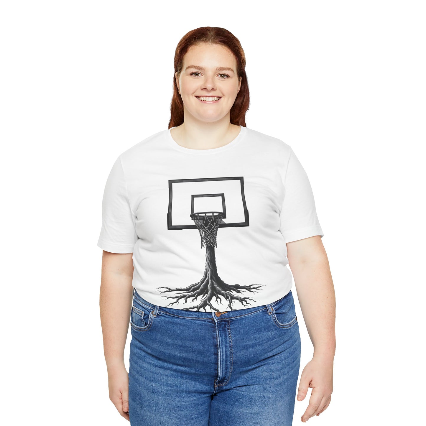 BE THE BASKET Basketball Goal Tree Black and White, Unisex Softstyle T-shirt, Disc Golf Shirt