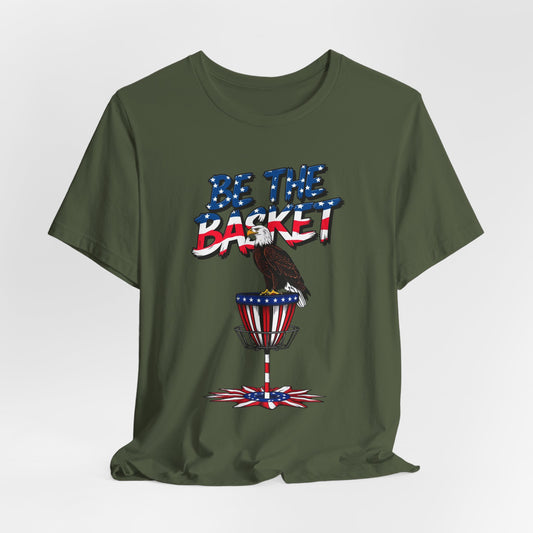 BE THE BASKET Patriotic Disc Golf Eagle Unisex T-Shirt - Perfect for Disc Golf Lovers
